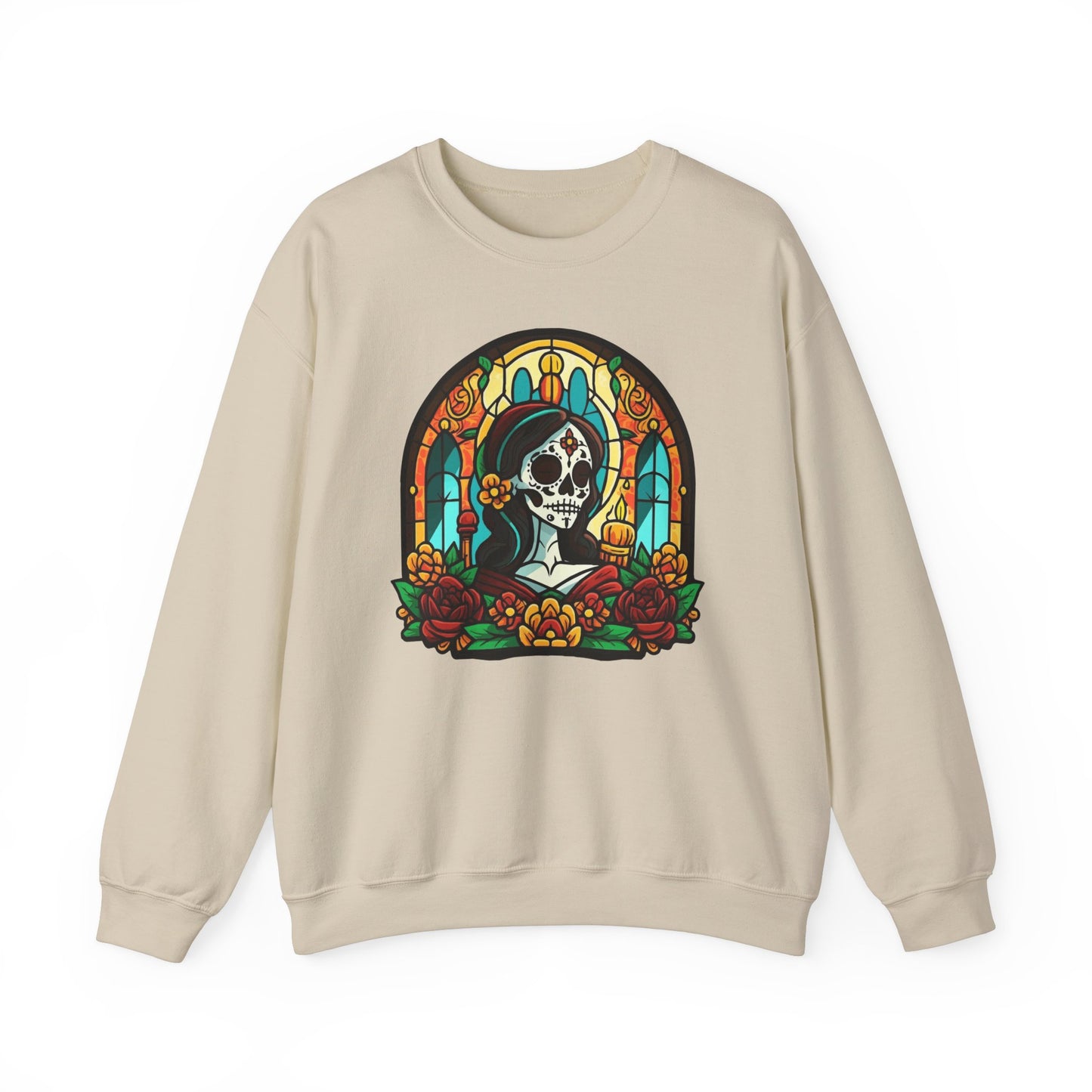 Catrina Stained Glass Sweatshirt, Day Of The Dead, Dia De Los Muertos