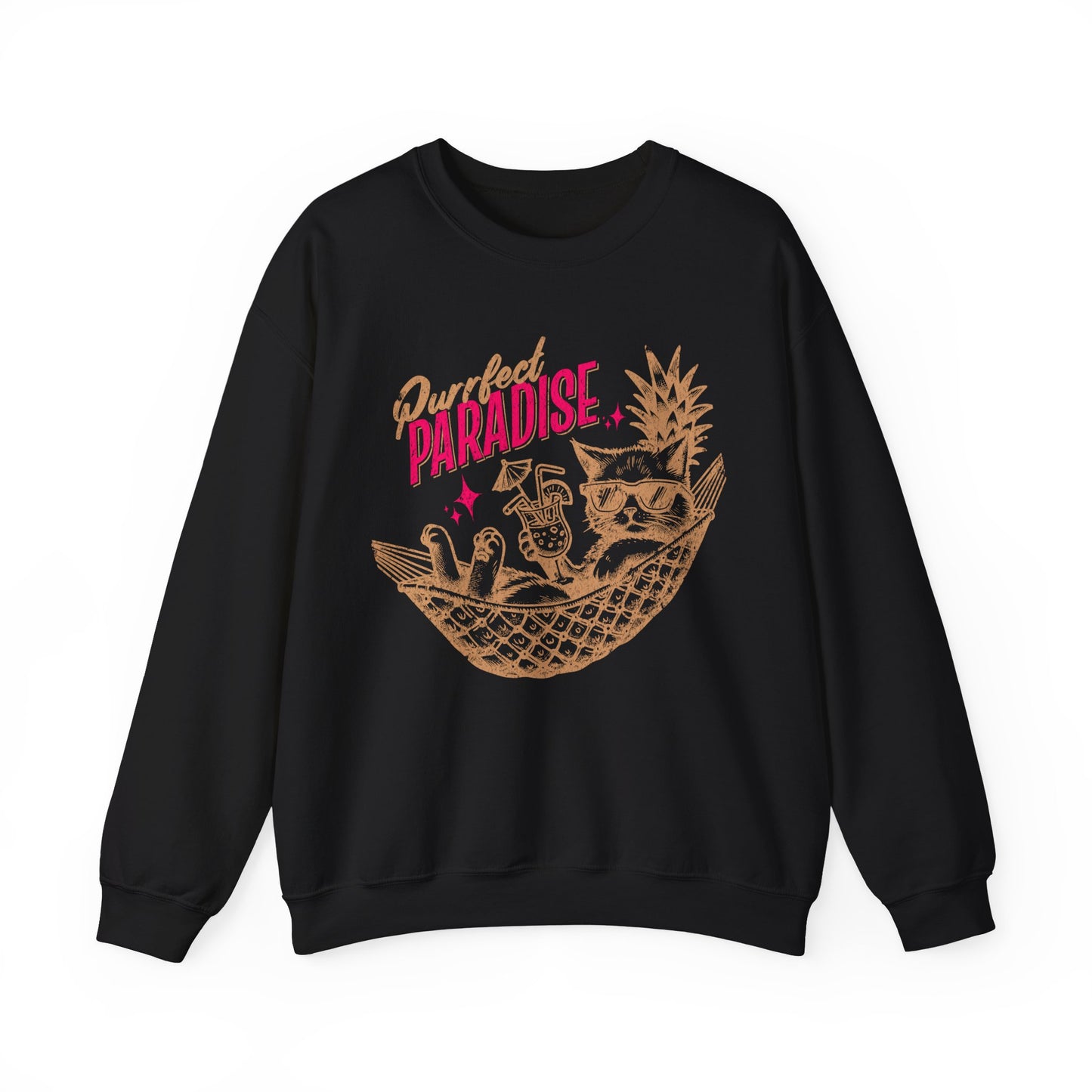 Purrfect Paradise Cat Sweatshirt, Summer Vibes Sweatshirt