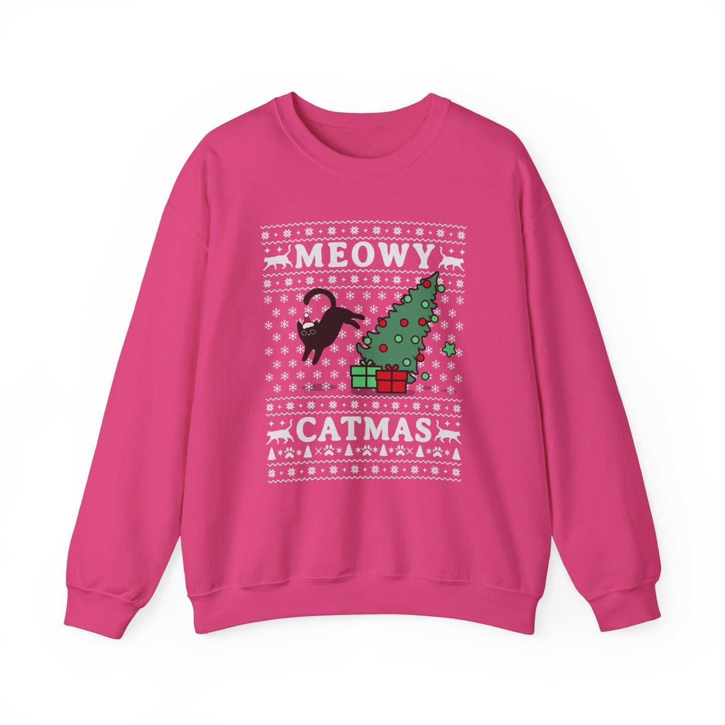 Merry Catmas Sweatshirt, Christmas Cat Gift