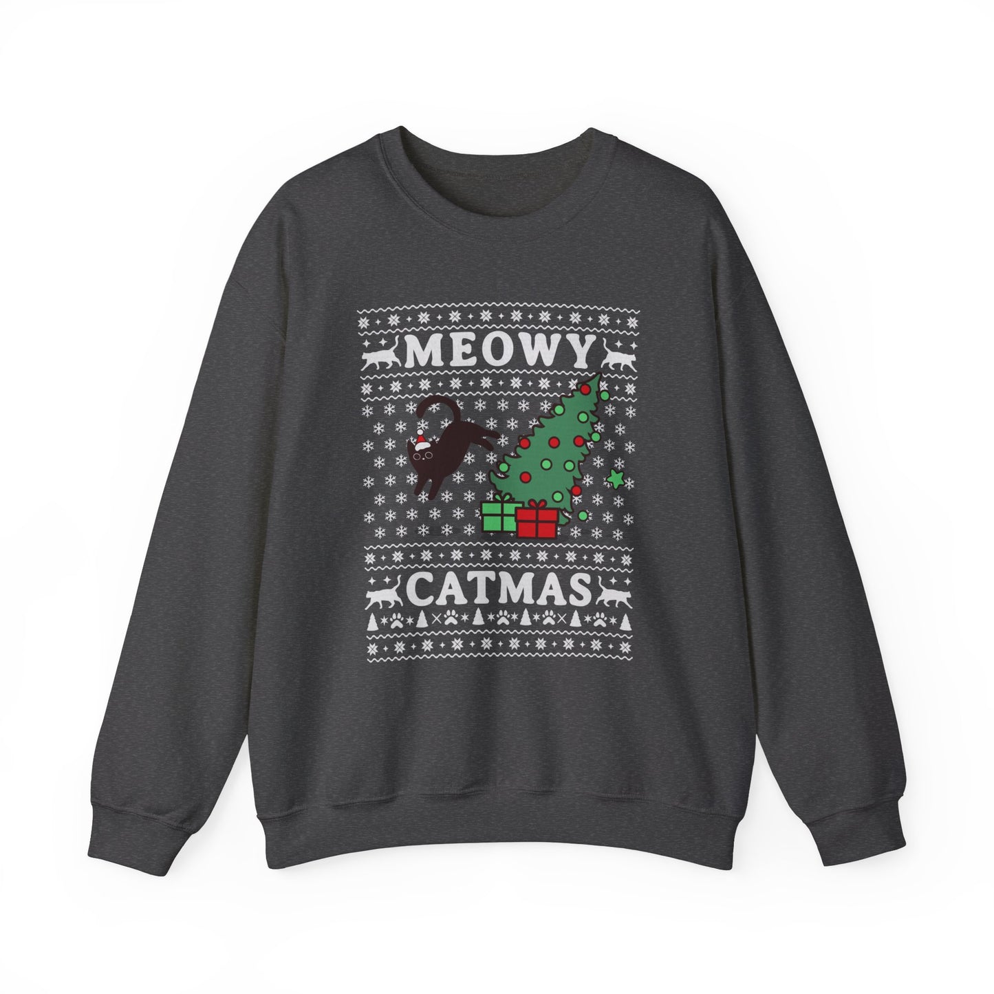 Merry Catmas Sweatshirt, Christmas Cat Gift