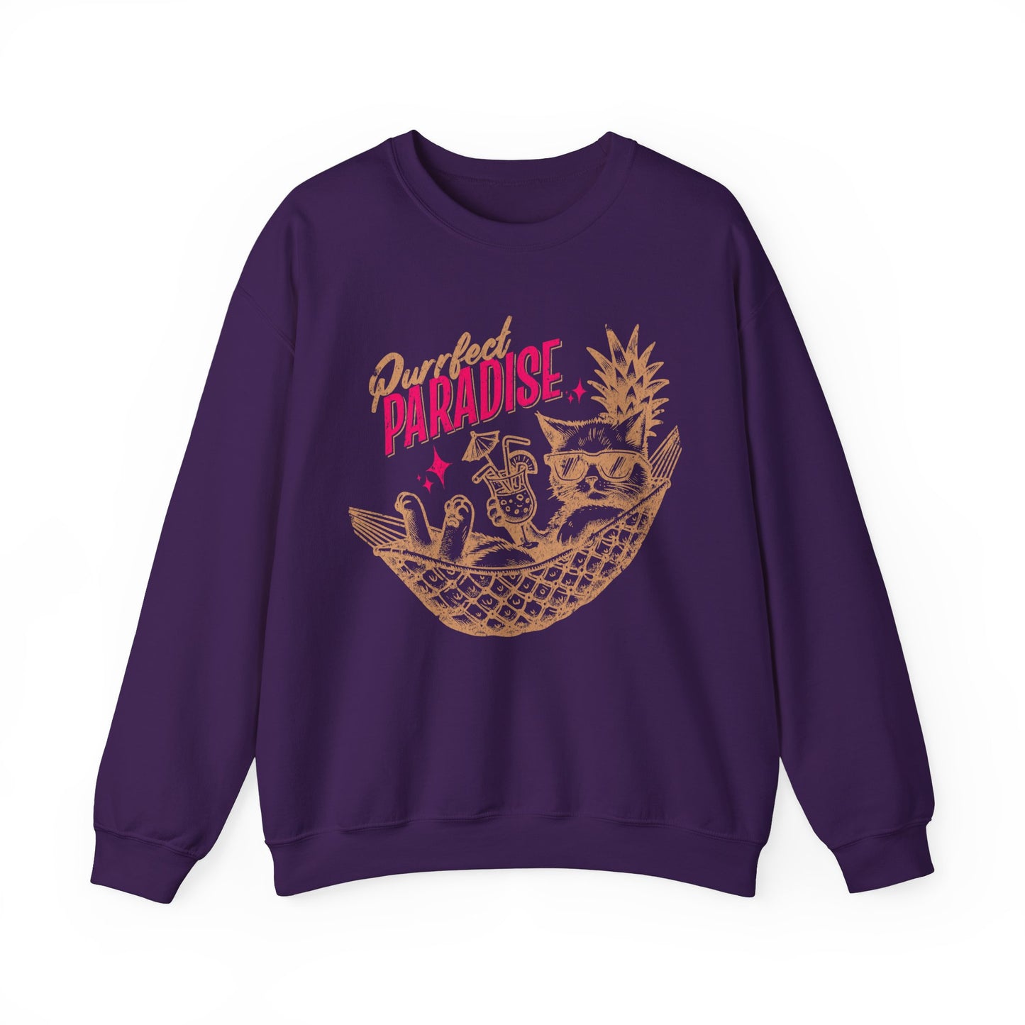 Purrfect Paradise Cat Sweatshirt, Summer Vibes Sweatshirt