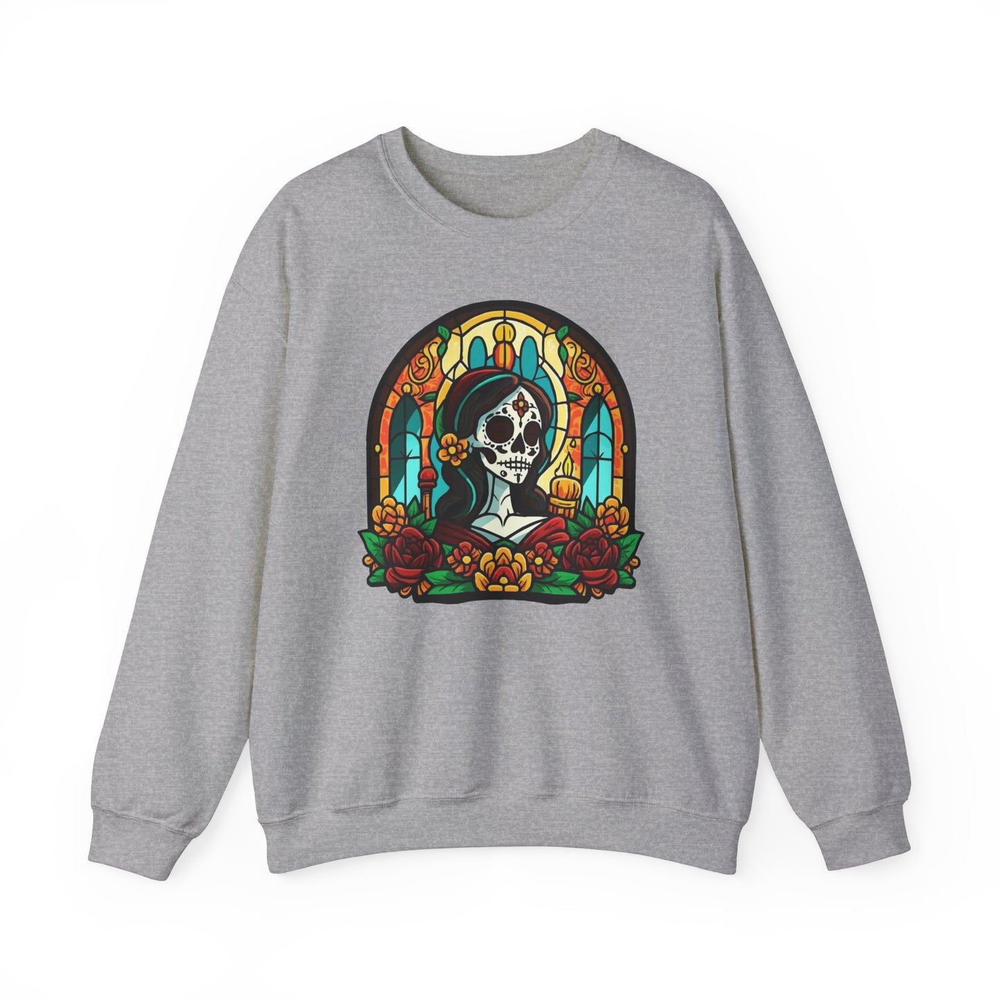 Catrina Stained Glass Sweatshirt, Day Of The Dead, Dia De Los Muertos