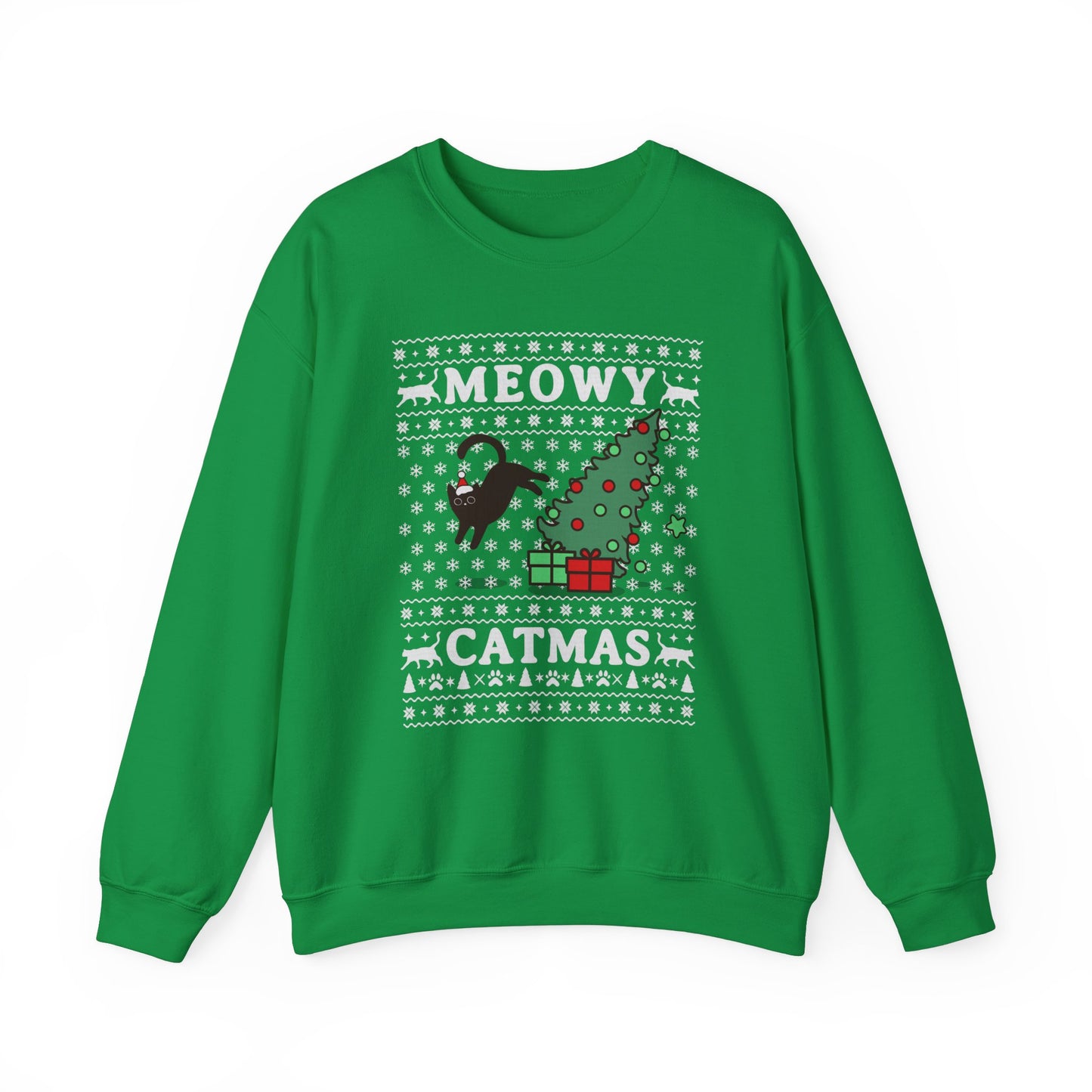 Merry Catmas Sweatshirt, Christmas Cat Gift