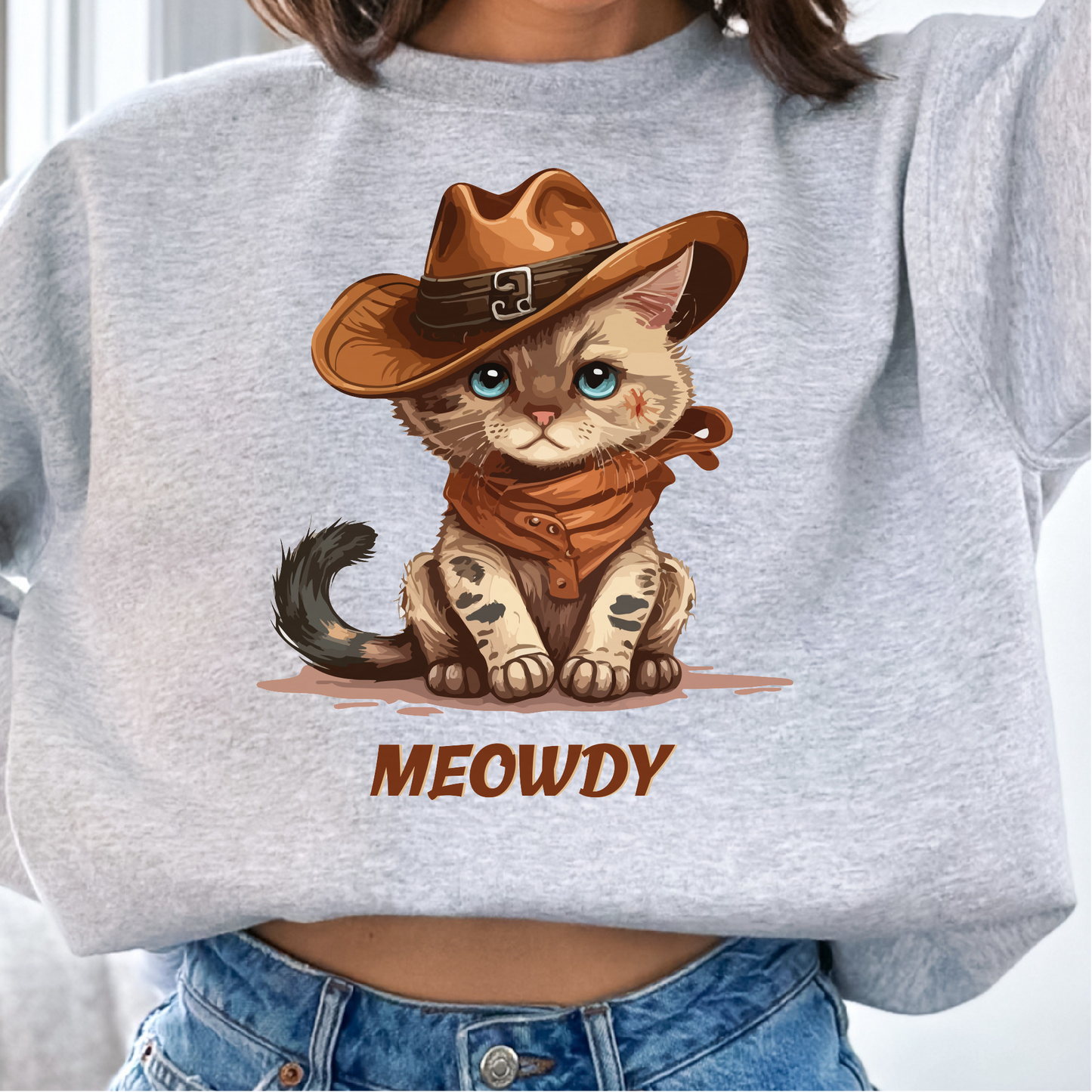 Meowdy Cat Sweatshirt, Cowboy Themed Sweatshirt