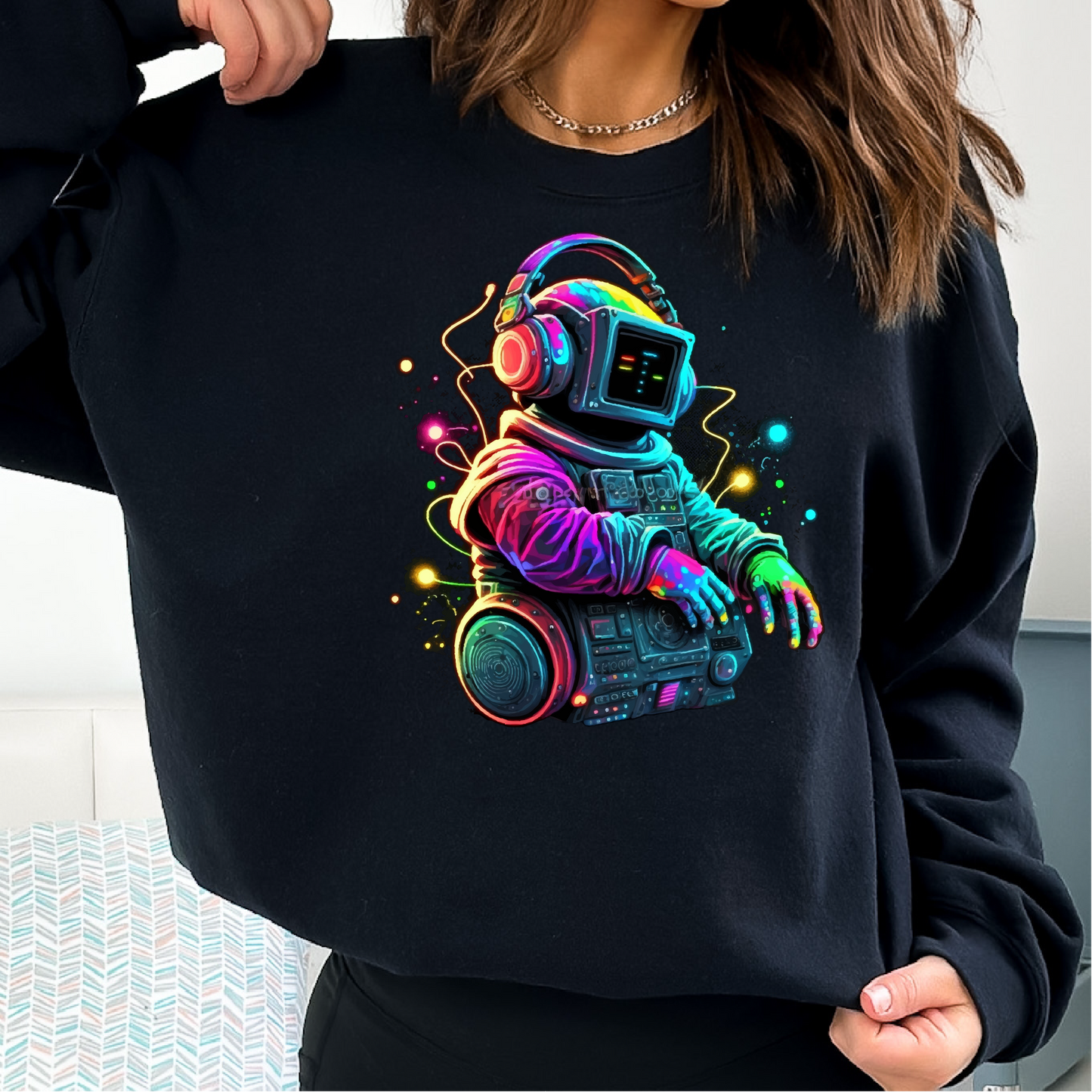 Robot DJ In Space Sweatshirt, Music Festival Sweatshirt