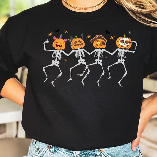 Dancing Pumpkin Skeleton Sweatshirt, Halloween Gift