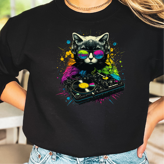 Cat DJ Sweatshirt, Music Festival Sweatshirt