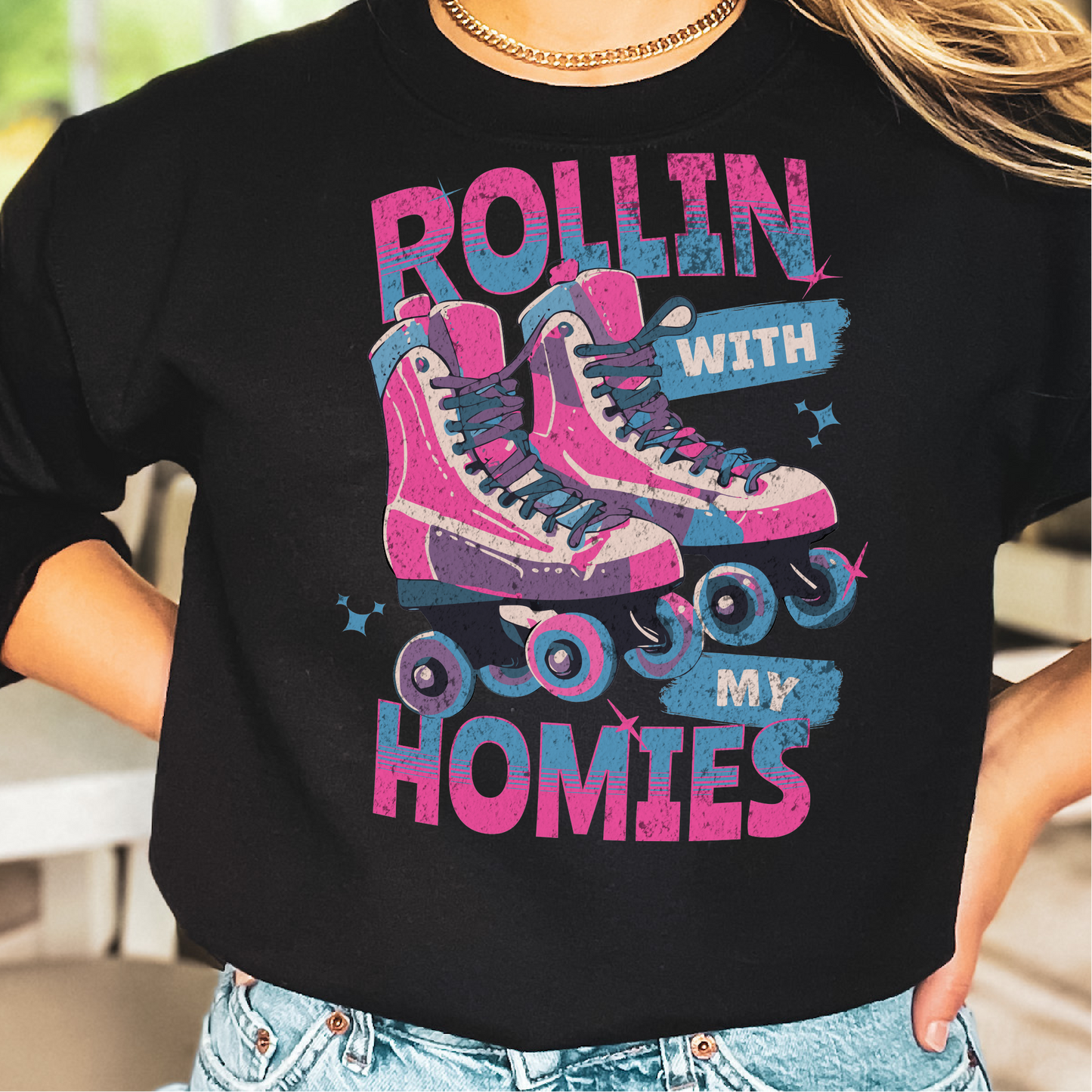 Rollin With My Homies Sweatshirt, Roller Skating Sweatshirt