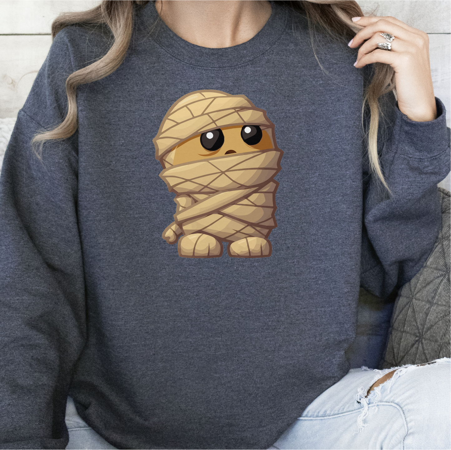 Kawaii Mummy Sweatshirt, Halloween Mummy Gift