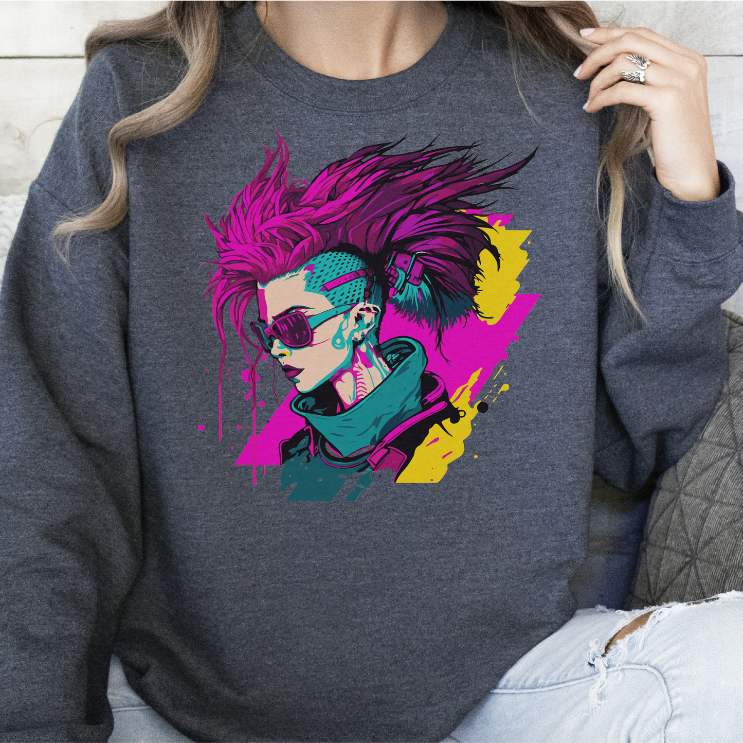 Cyberpunk Hacker Girl Sweatshirt