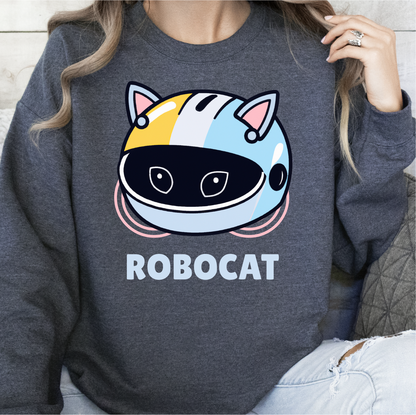 Robocat Sweatshirt, Cat Lover Sweatshirt