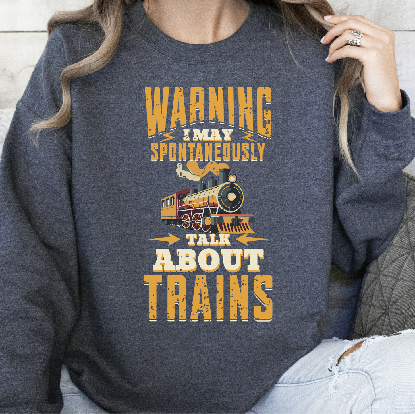 Warning I May Spontaneously Talk About Trains Sweatshirt, Train Lovers, Train Hobbyist