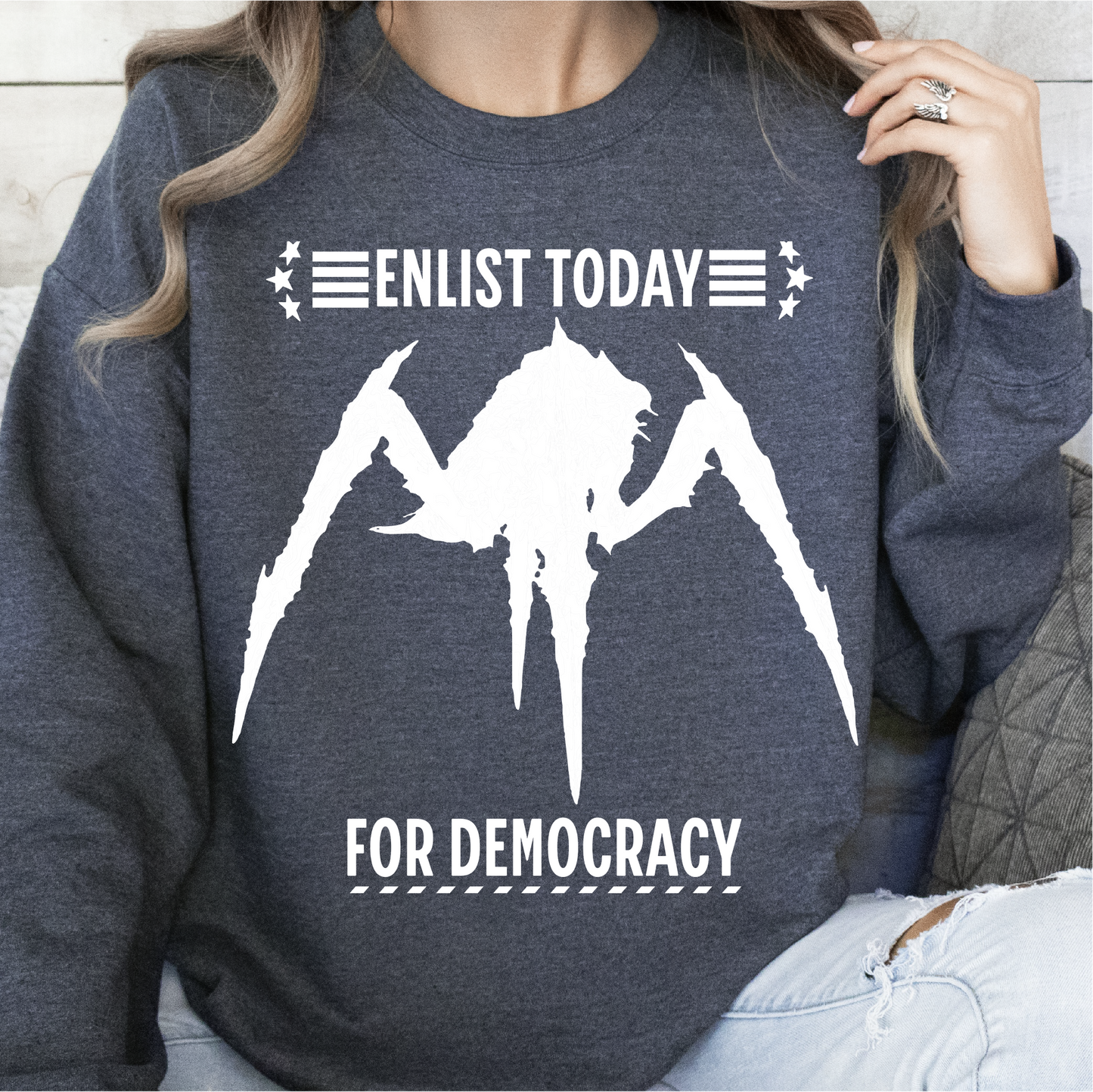 Enlist Today Bug Sweatshirt, Helldivers Inspired Sweatshirt