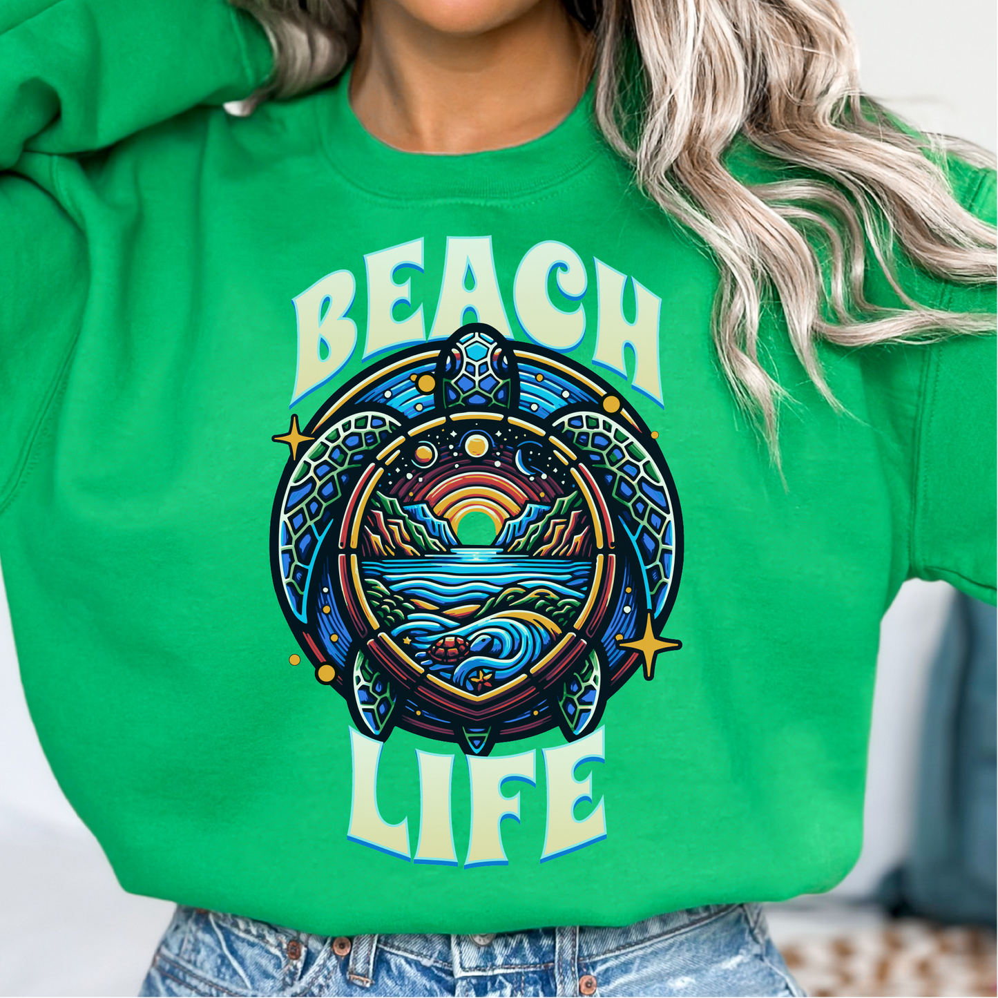 Beach Life Sea Turtle Sweatshirt, Vacation Sweatshirt