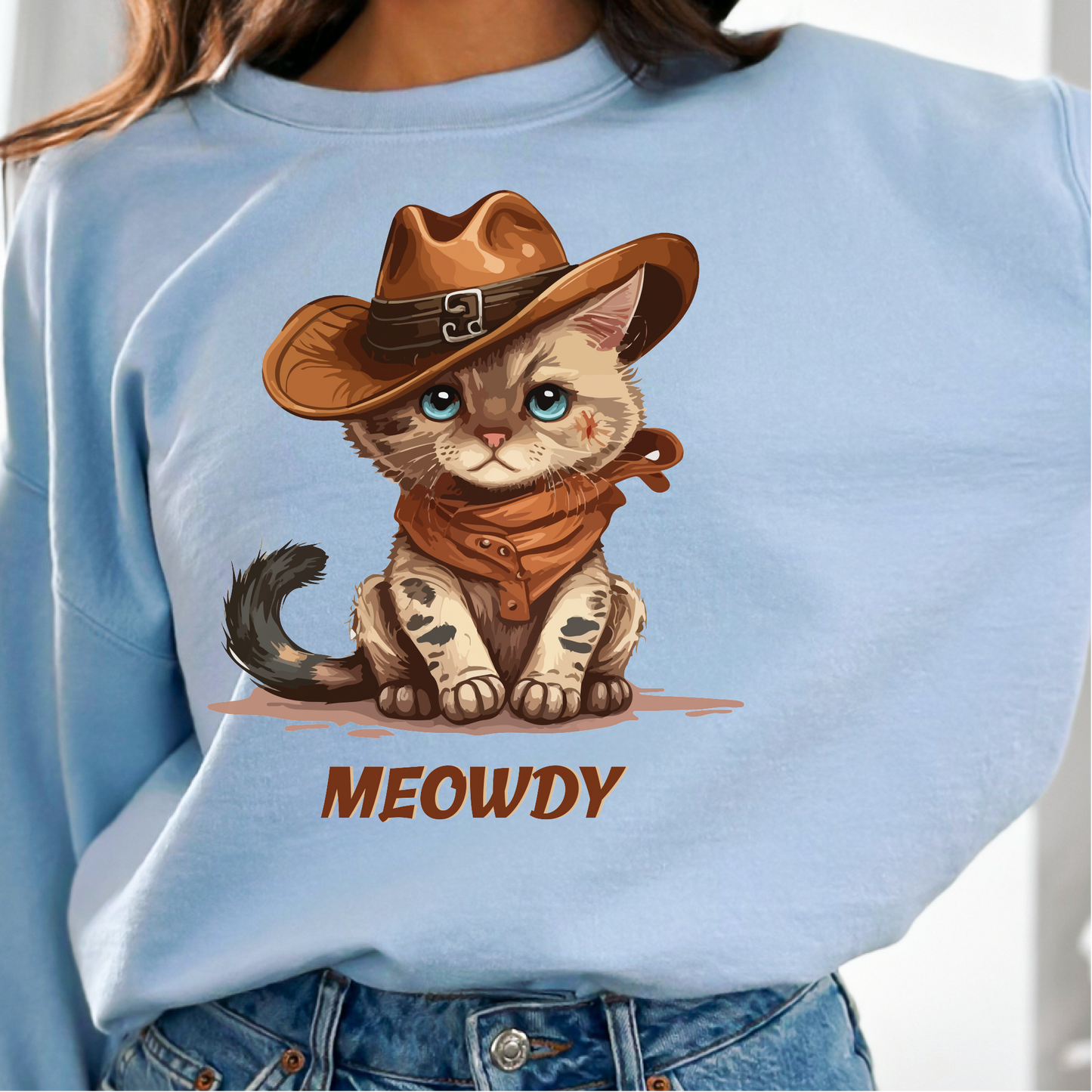 Meowdy Cat Sweatshirt, Cowboy Themed Sweatshirt