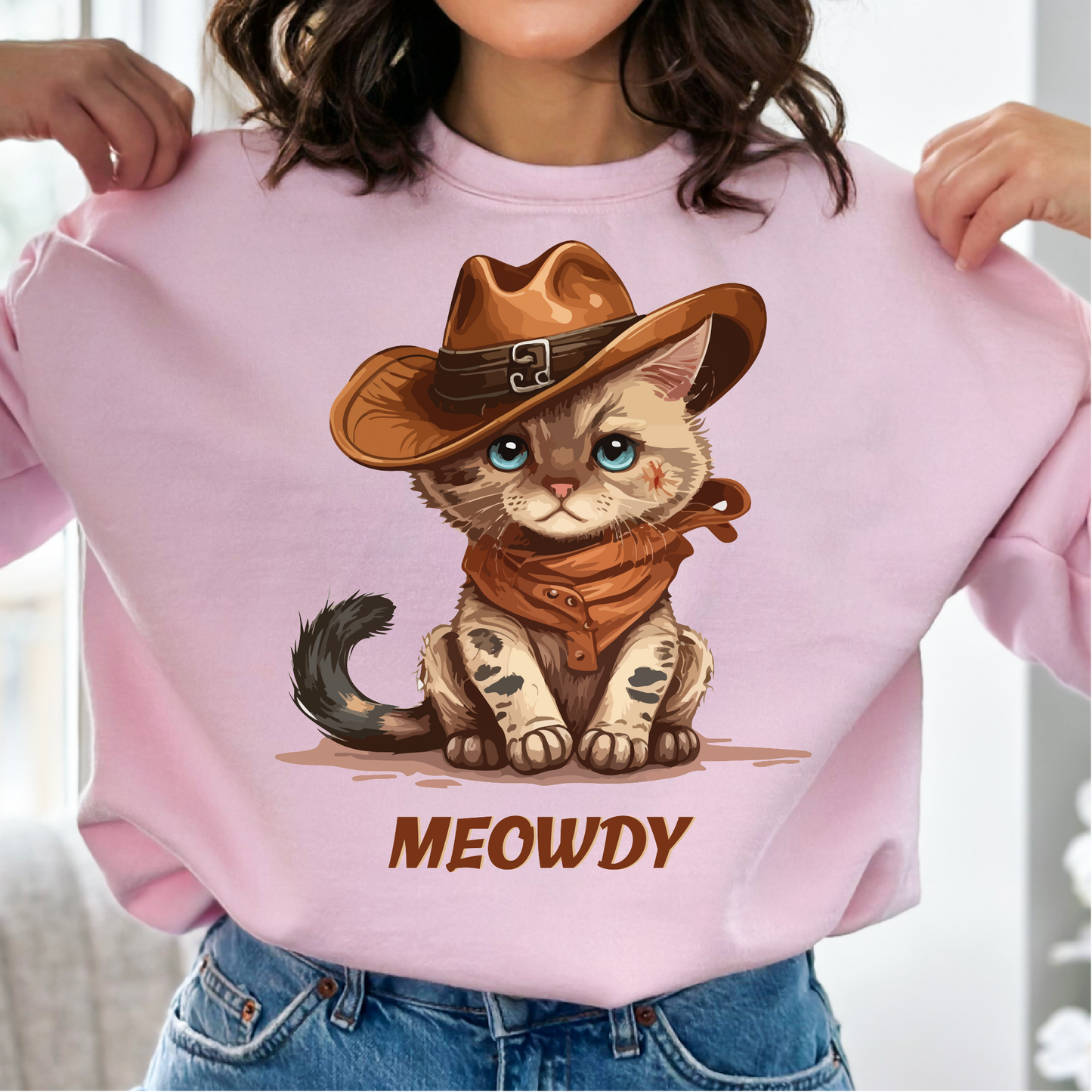 Meowdy Cat Sweatshirt, Cowboy Themed Sweatshirt