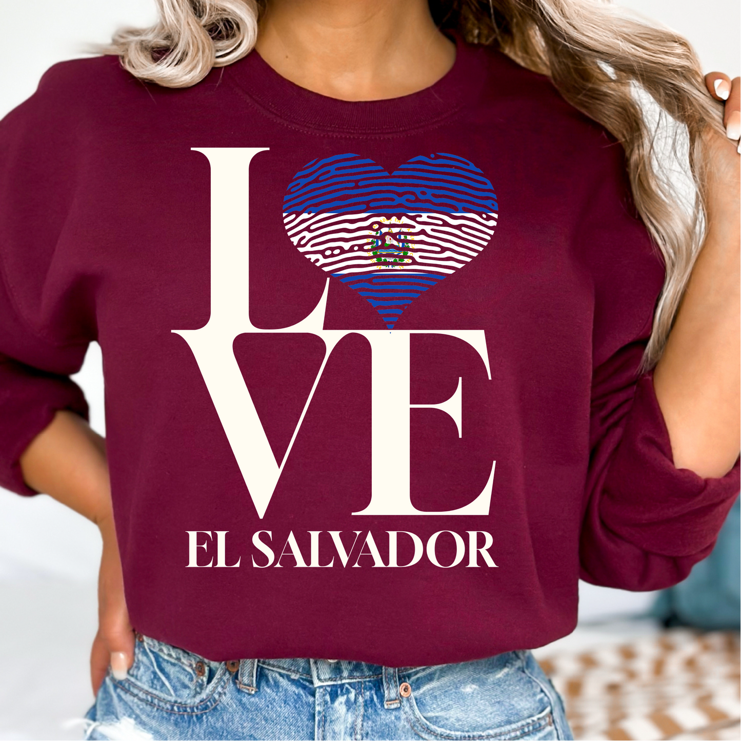 El Salvador Love Sweatshirt, National Pride Heart Sweatshirt