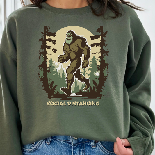 Social Distancing Sasquatch Sweatshirt, Funny Big Foot Sweatshirt