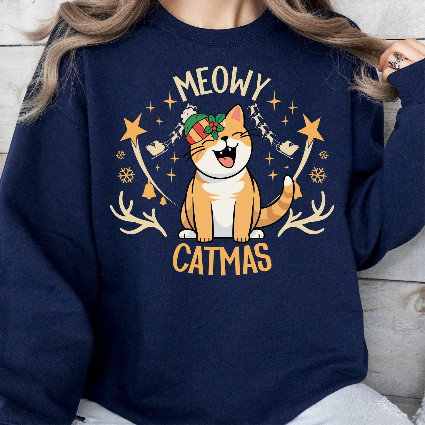 Merry Catmas Sweatshirt, Christmas Cat Gift