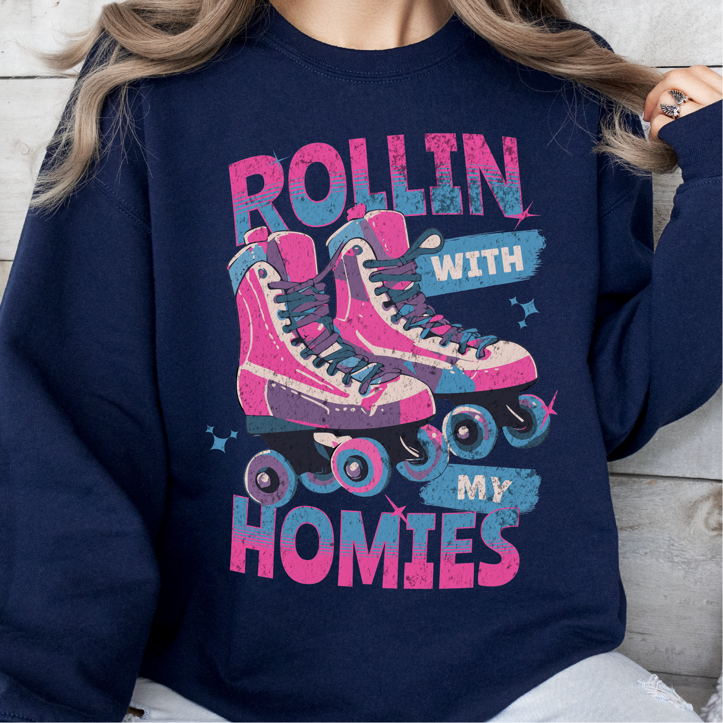 Rollin With My Homies Sweatshirt, Roller Skating Sweatshirt