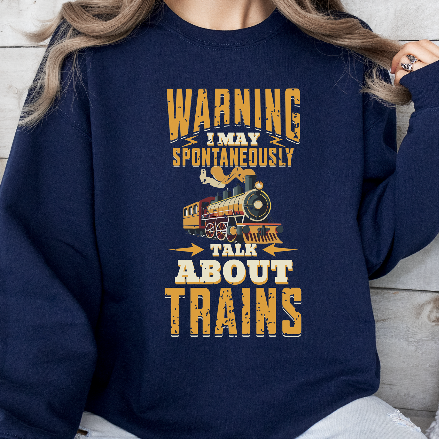 Warning I May Spontaneously Talk About Trains Sweatshirt, Train Lovers, Train Hobbyist