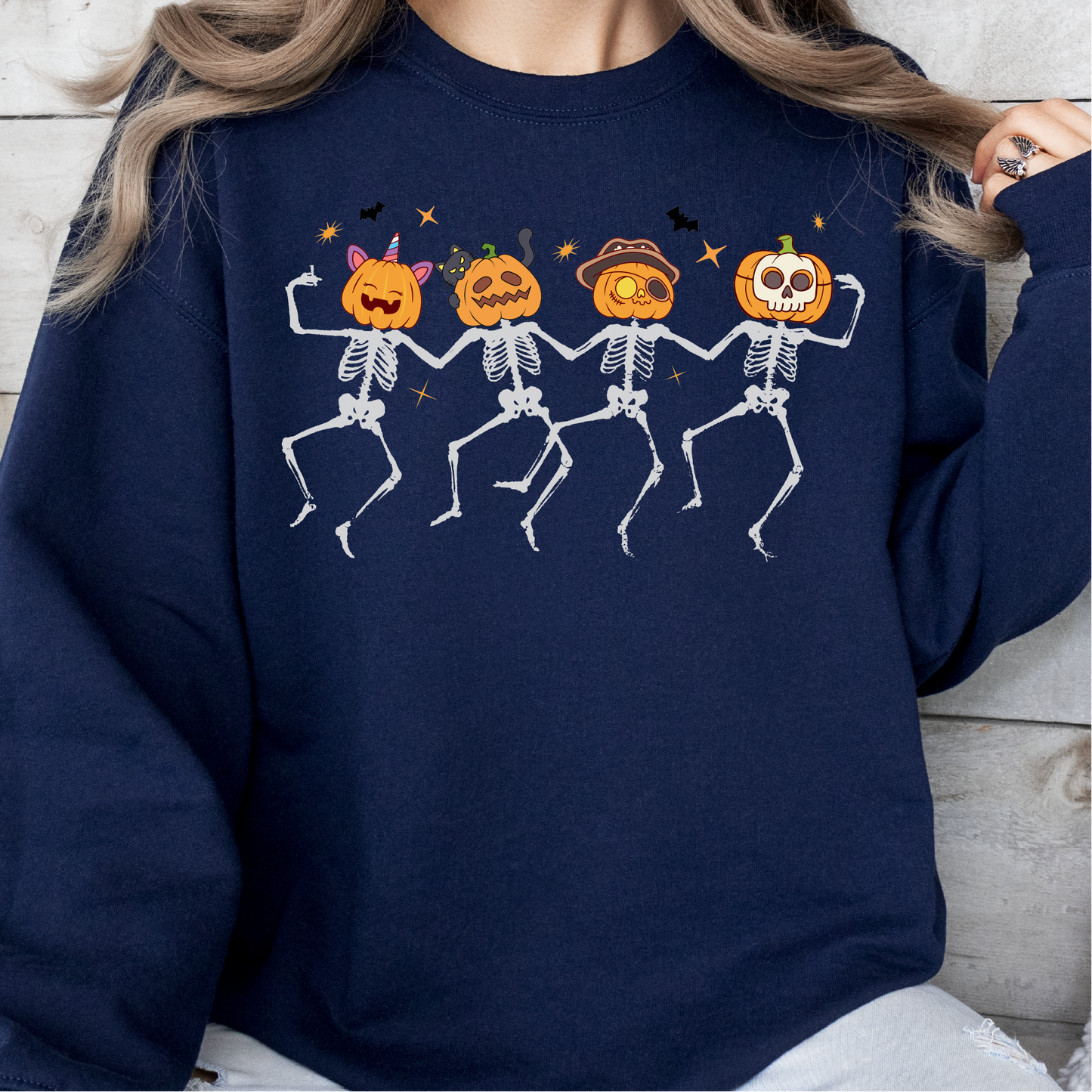 Dancing Pumpkin Skeleton Sweatshirt, Halloween Gift