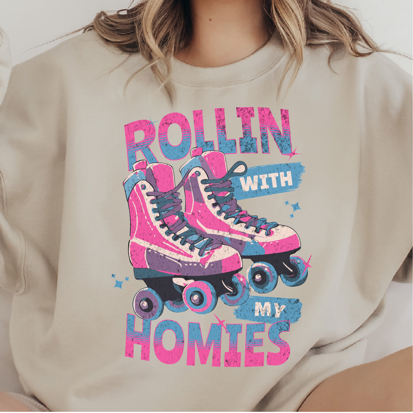 Rollin With My Homies Sweatshirt, Roller Skating Sweatshirt