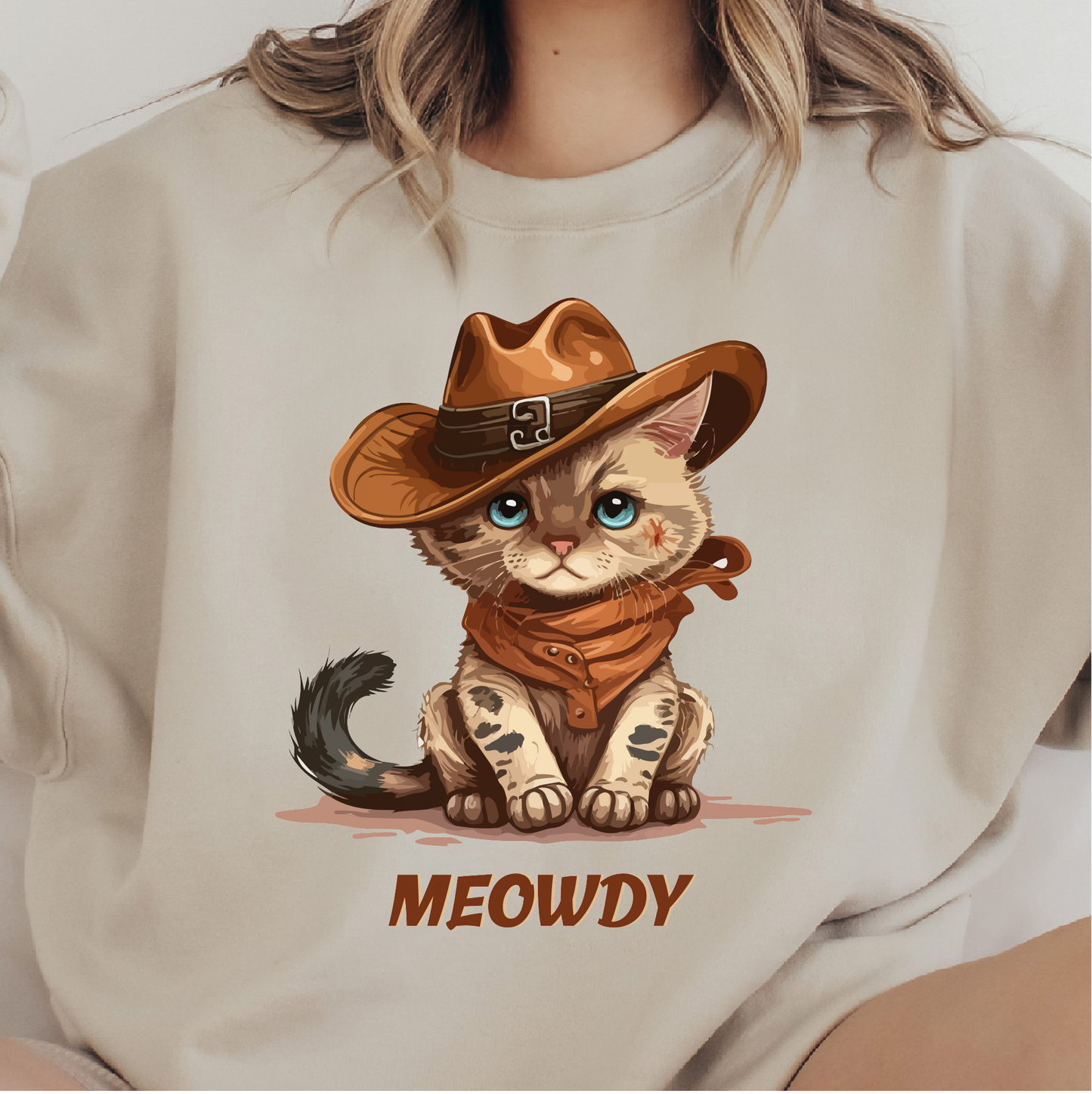 Meowdy Cat Sweatshirt, Cowboy Themed Sweatshirt