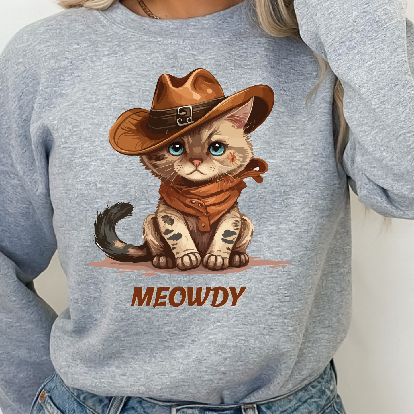 Meowdy Cat Sweatshirt, Cowboy Themed Sweatshirt