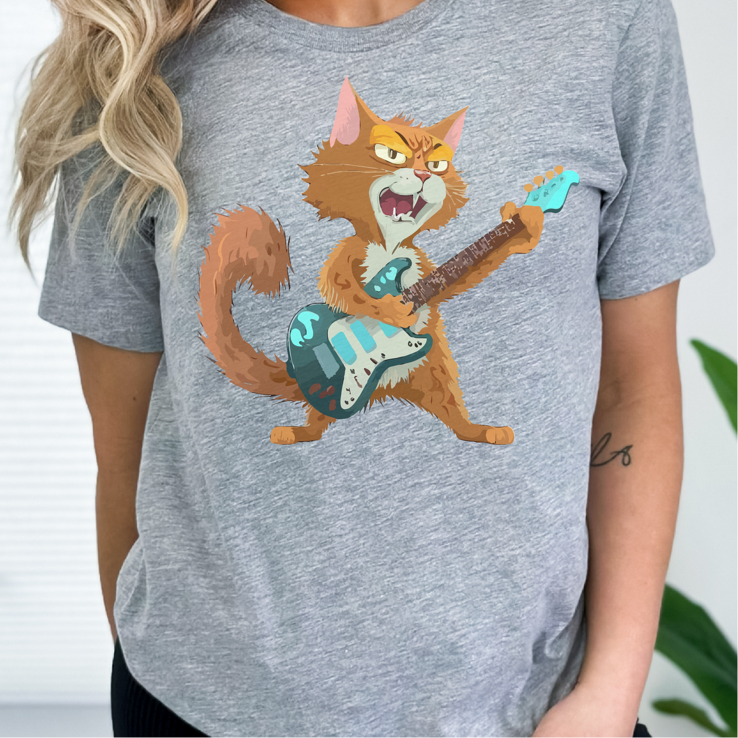 Guitar Cat T-Shirt, Music Loving Cat Shirt