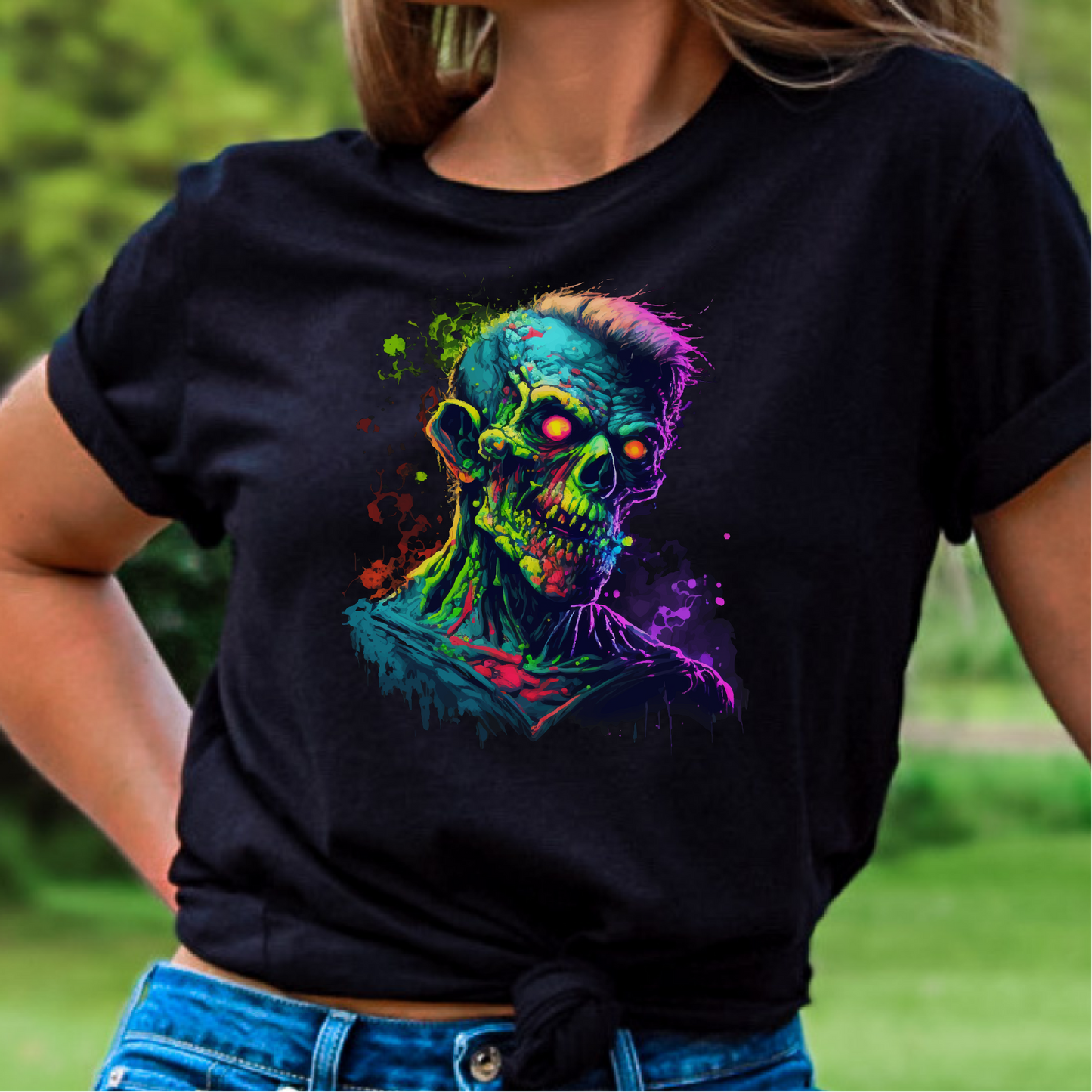 Zombie T-Shirt, Gym Abstract Colorful Zombie Shirt