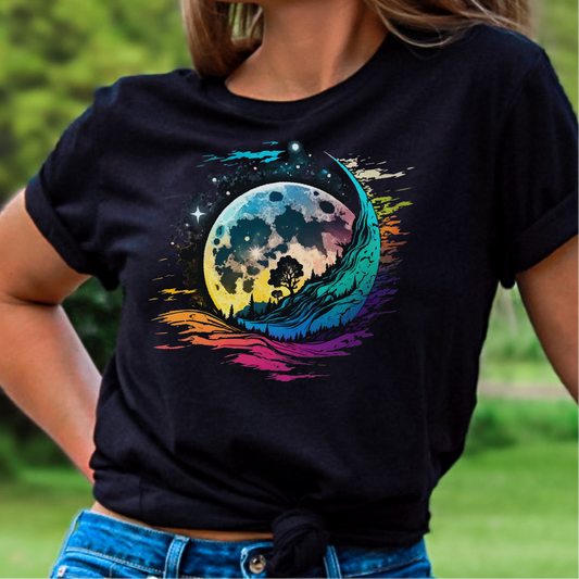 Lunar Abstract T-Shirt, Colorful Moon Shirt