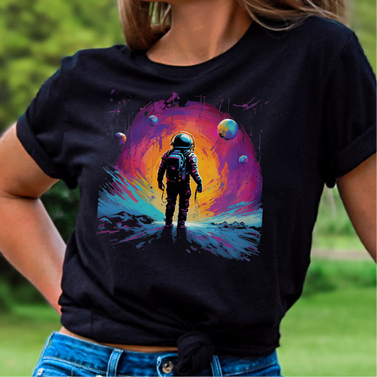 Space Exploration T-Shirt, Abstract Colorful Shirt