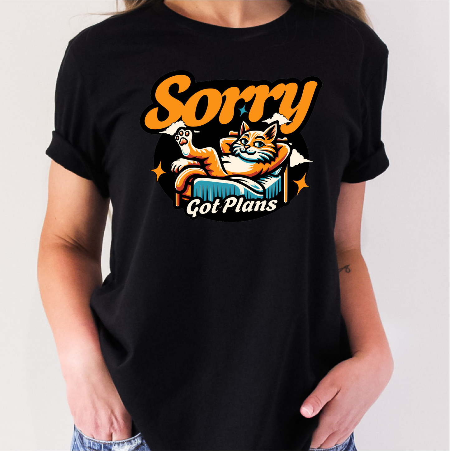 Sorry Got Plans Cat T-Shirt, Lazy Relaxing Cat Lovers Shirt