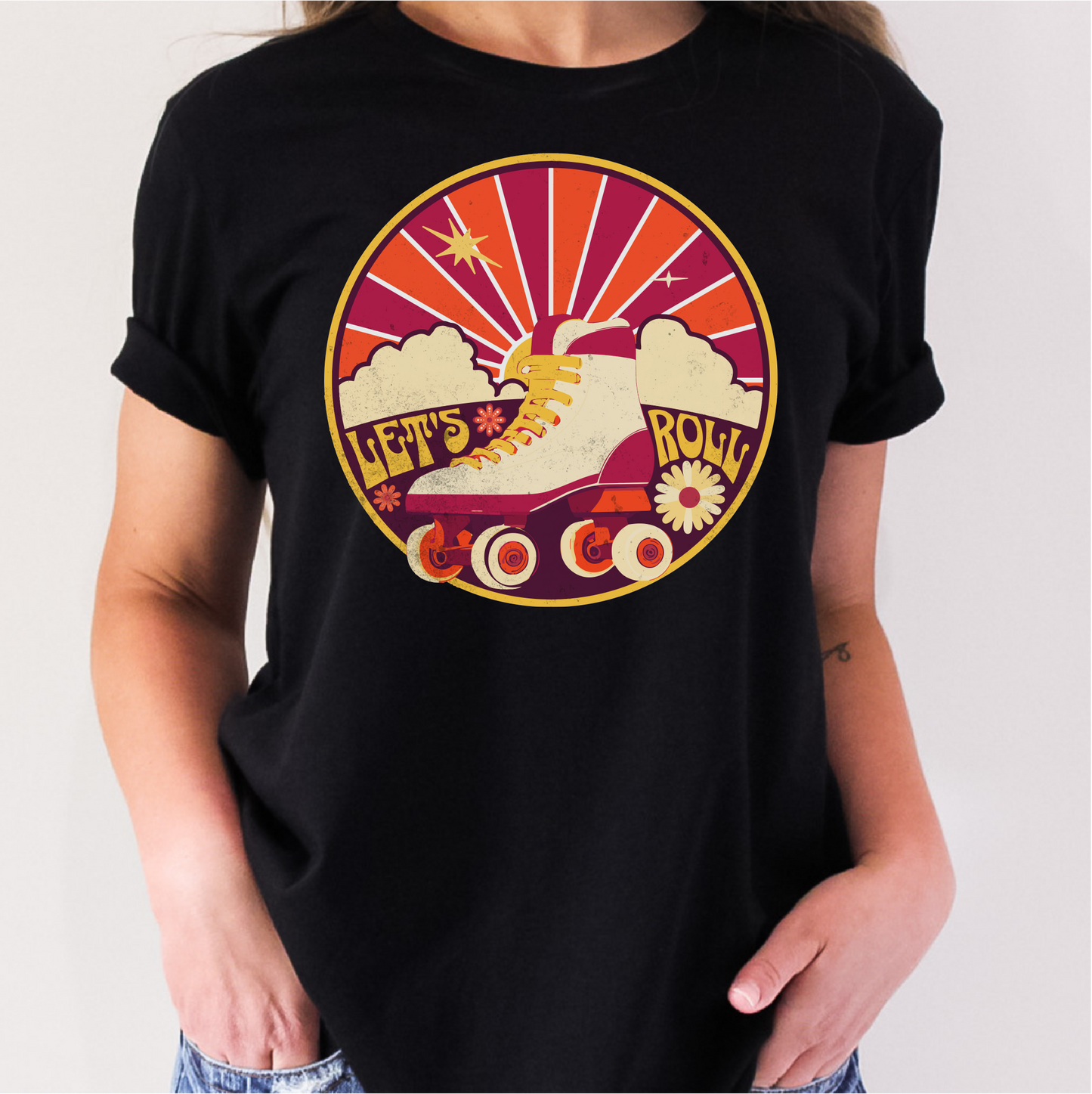 Let's Roll T-Shirt, Retro Roller Skate Shirt