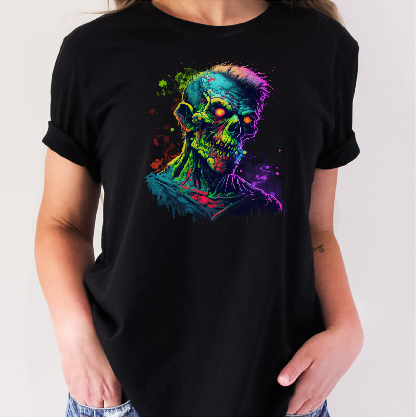 Zombie T-Shirt, Gym Abstract Colorful Zombie Shirt