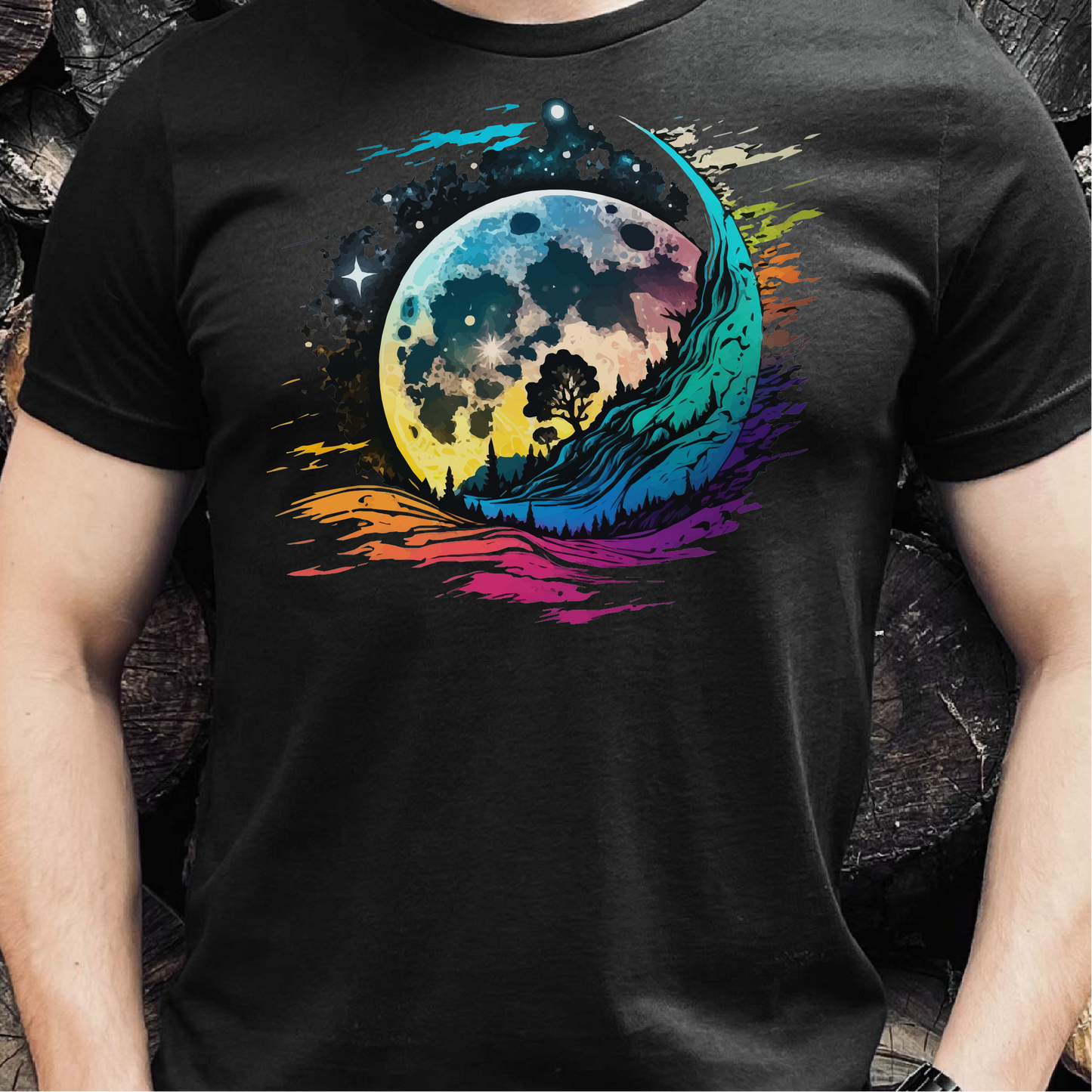 Lunar Abstract T-Shirt, Colorful Moon Shirt