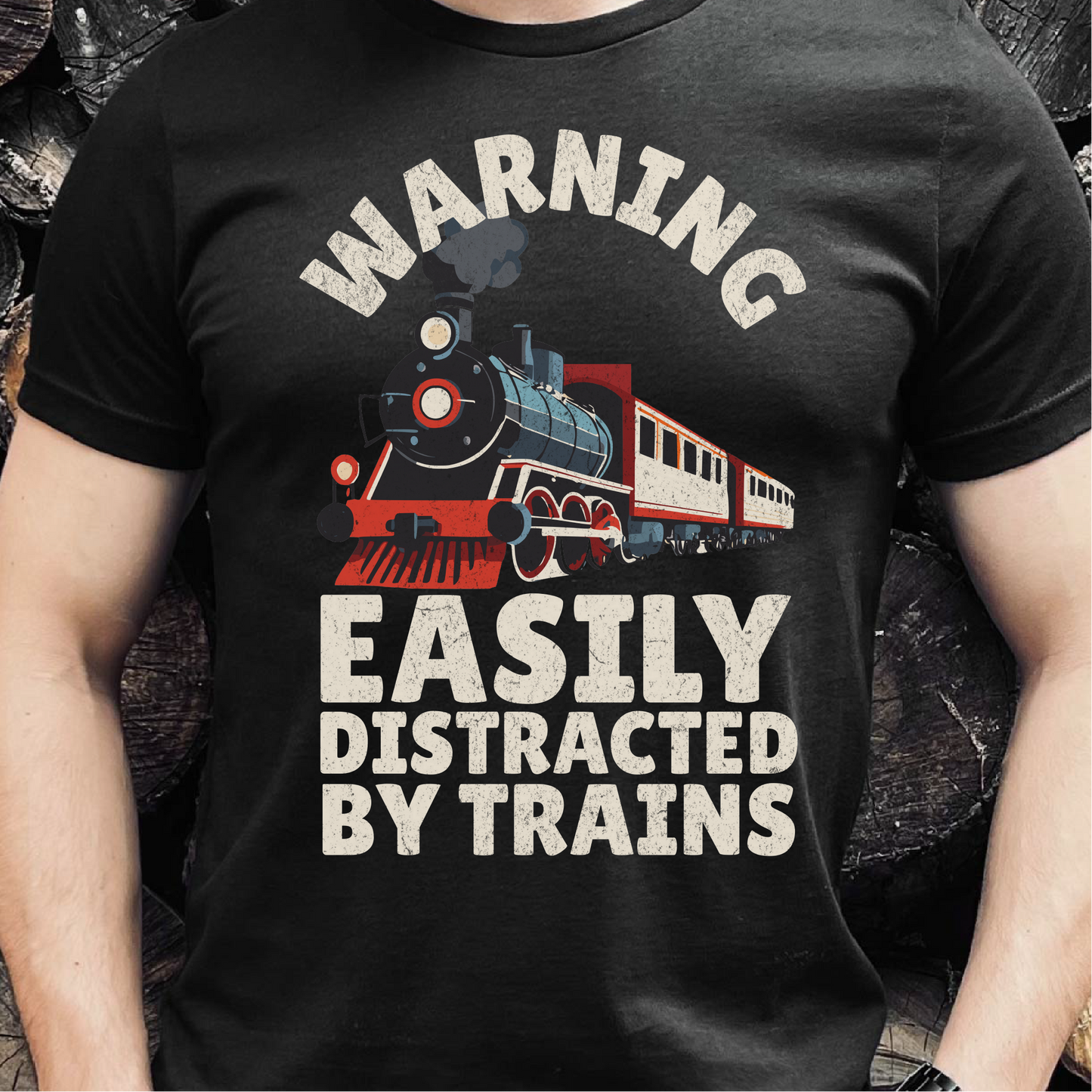 Warning Easily Distracted By Trains T-Shirt, Train Enthusiast Shirt