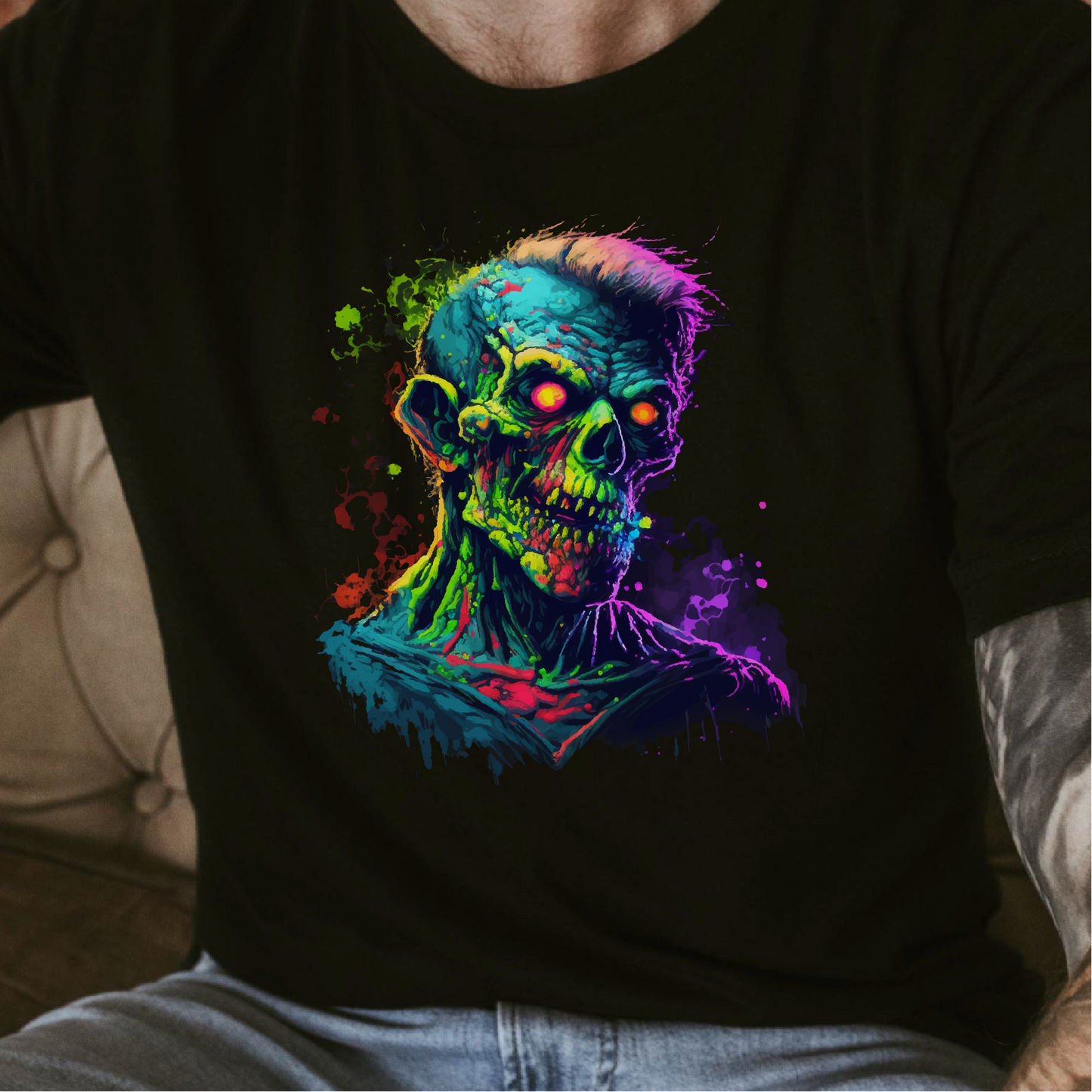 Zombie T-Shirt, Gym Abstract Colorful Zombie Shirt