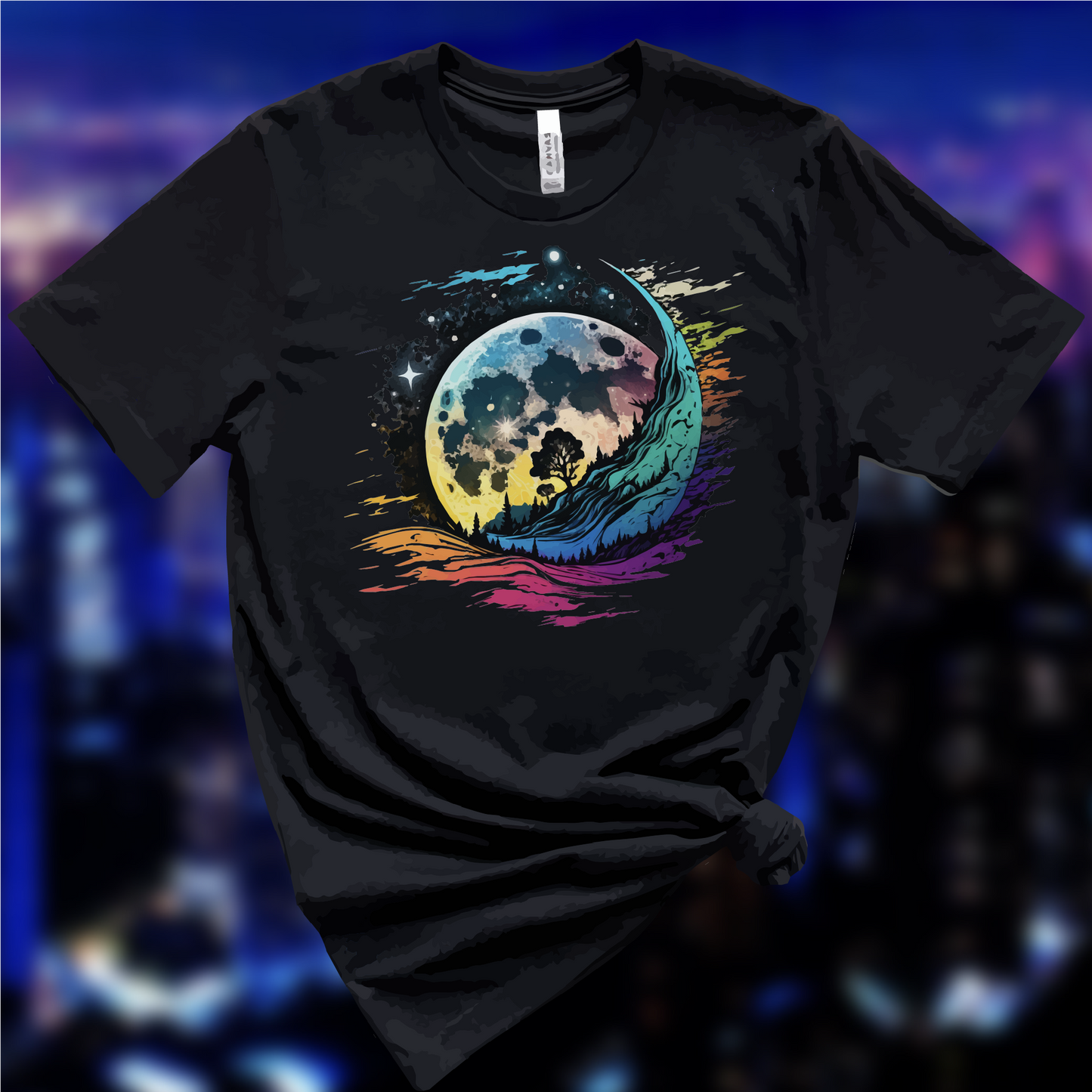 Lunar Abstract T-Shirt, Colorful Moon Shirt