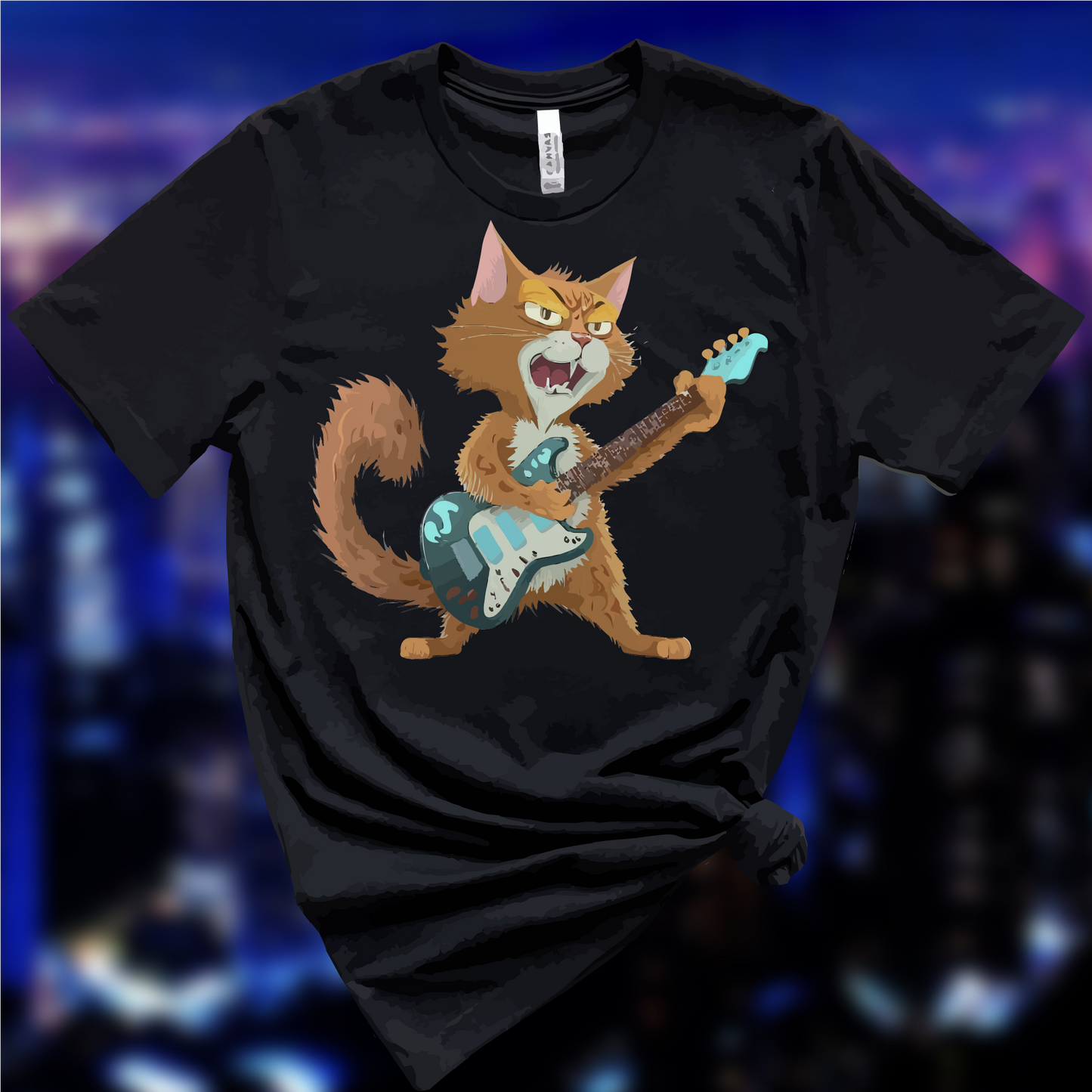 Guitar Cat T-Shirt, Music Loving Cat Shirt