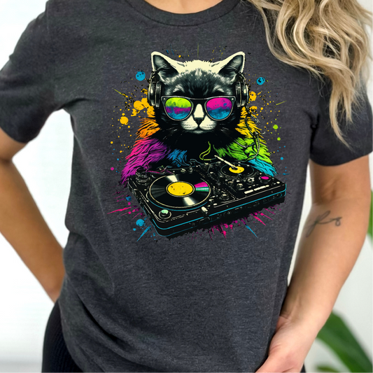 DJ Cat T-Shirt, Music Loving Cat Shirt