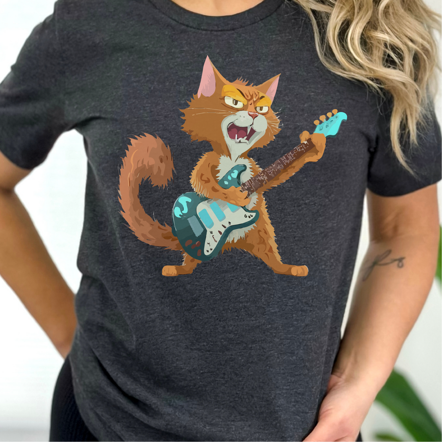 Guitar Cat T-Shirt, Music Loving Cat Shirt