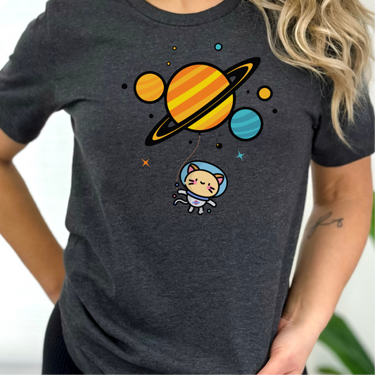 Kitty In Space T-Shirt, Colorful Astrological Shirt
