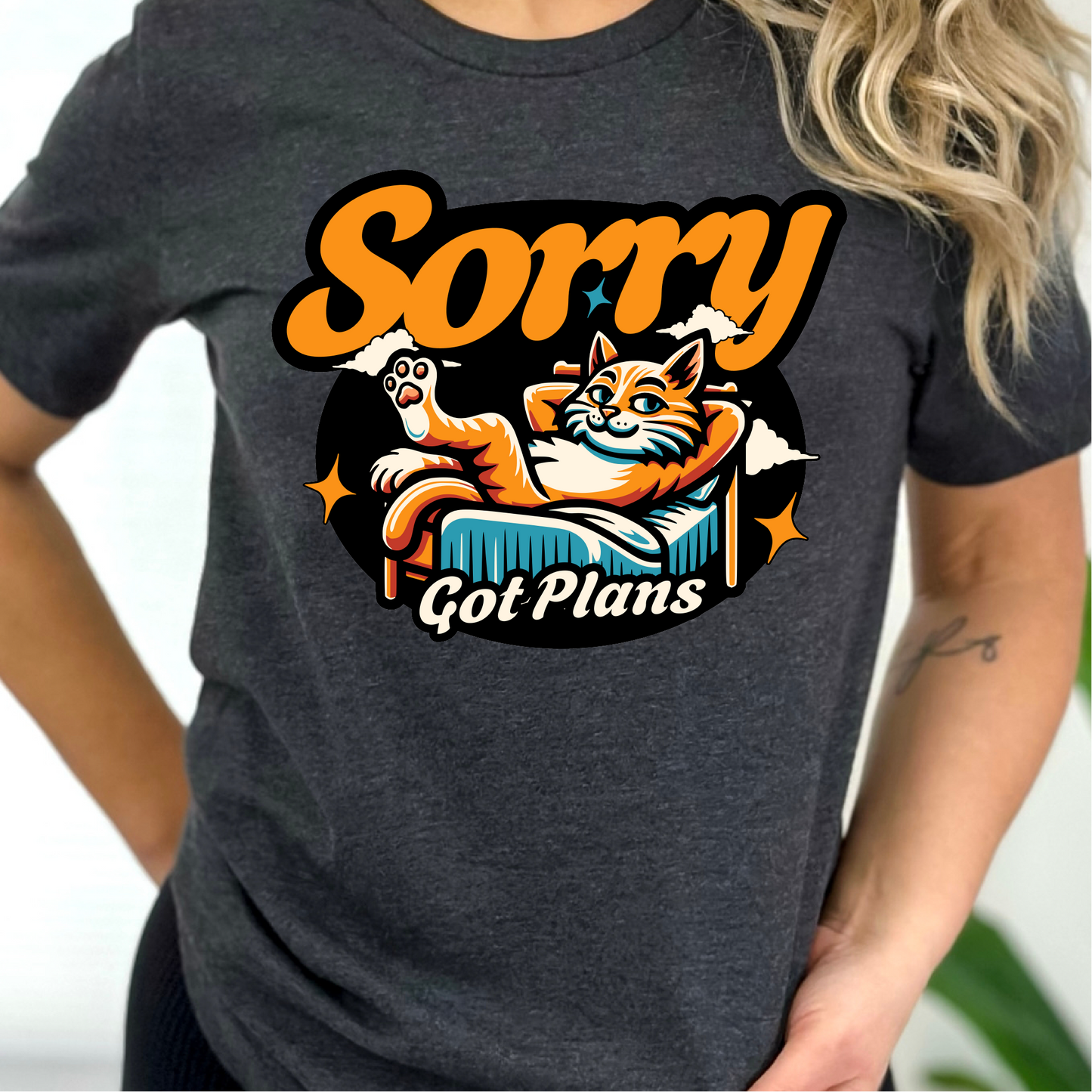 Sorry Got Plans Cat T-Shirt, Lazy Relaxing Cat Lovers Shirt