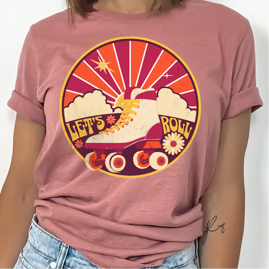 Let's Roll T-Shirt, Retro Roller Skate Shirt