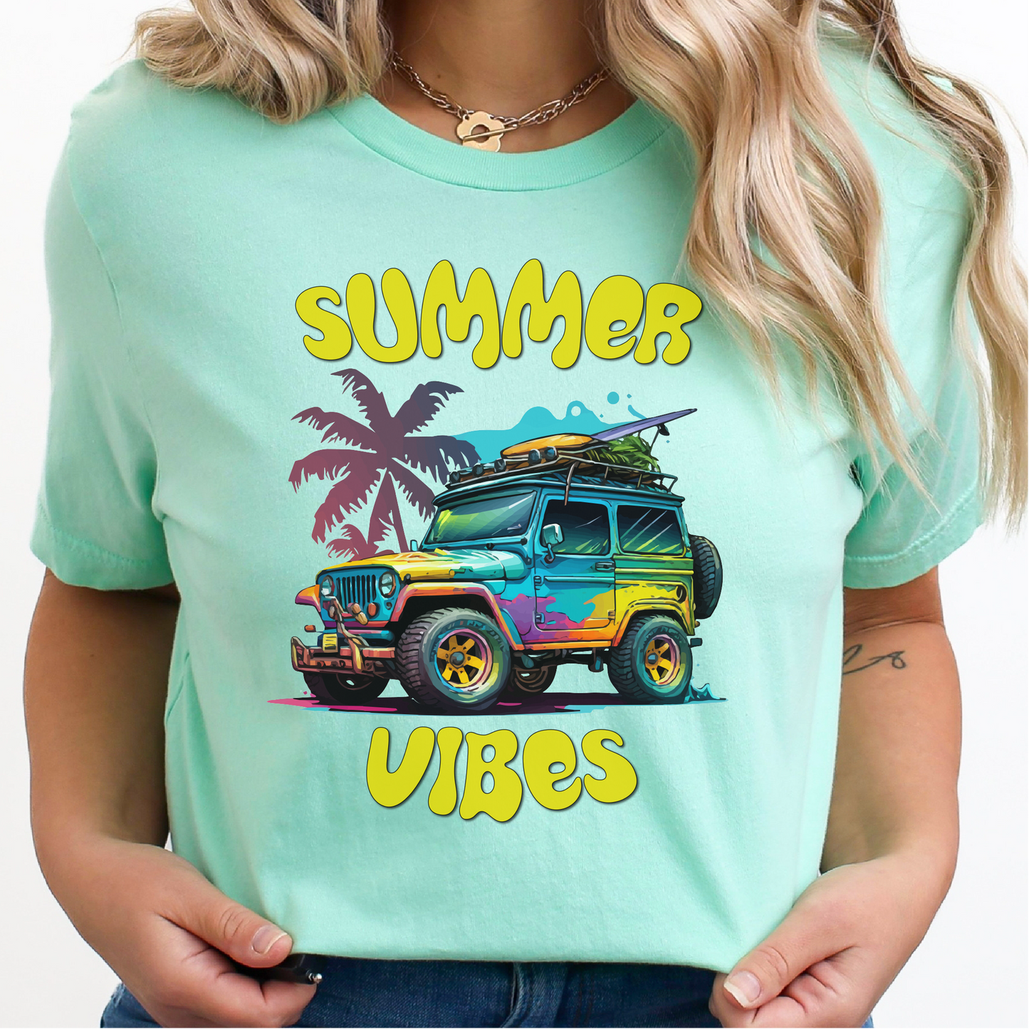 Summer Vibes T-Shirt, Colorful Jeep Shirt