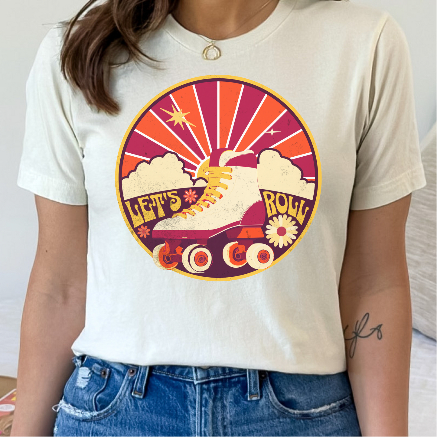 Let's Roll T-Shirt, Retro Roller Skate Shirt