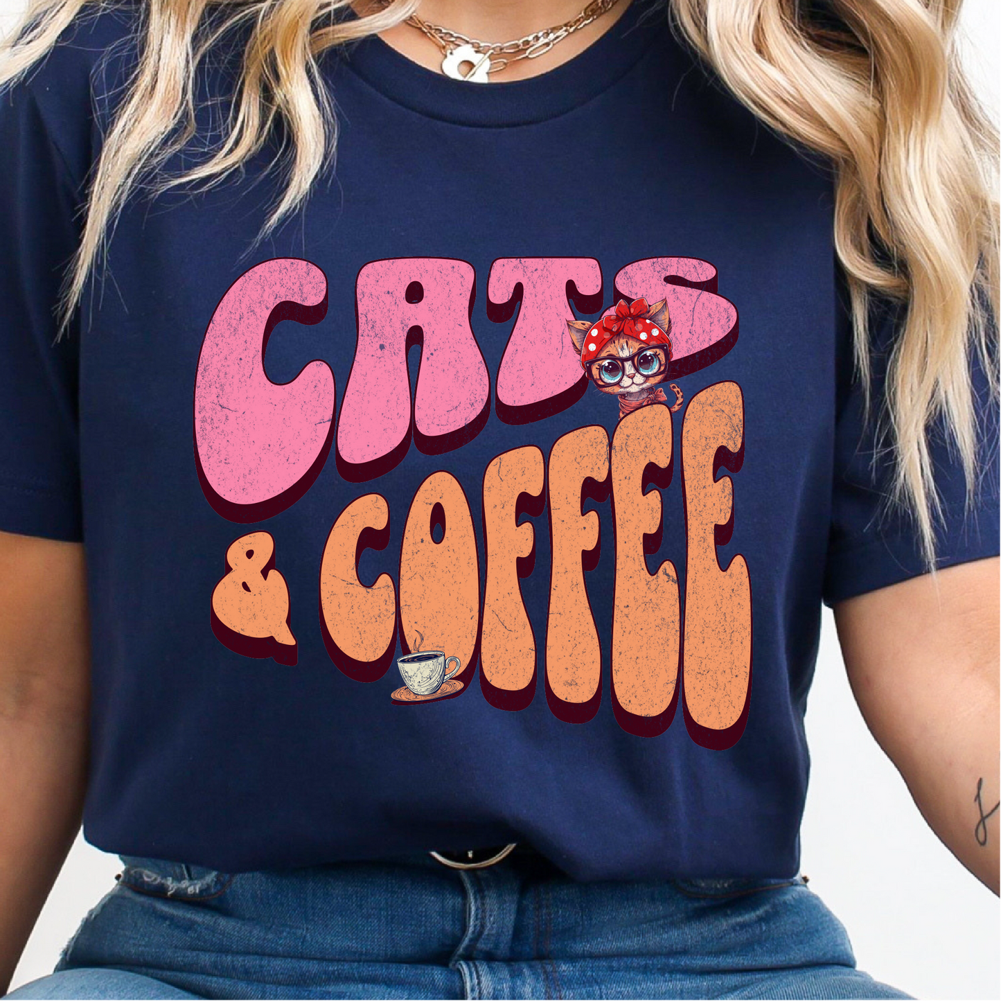 Cats & Coffee T-Shirt, Coffee Cat Lover Shirt