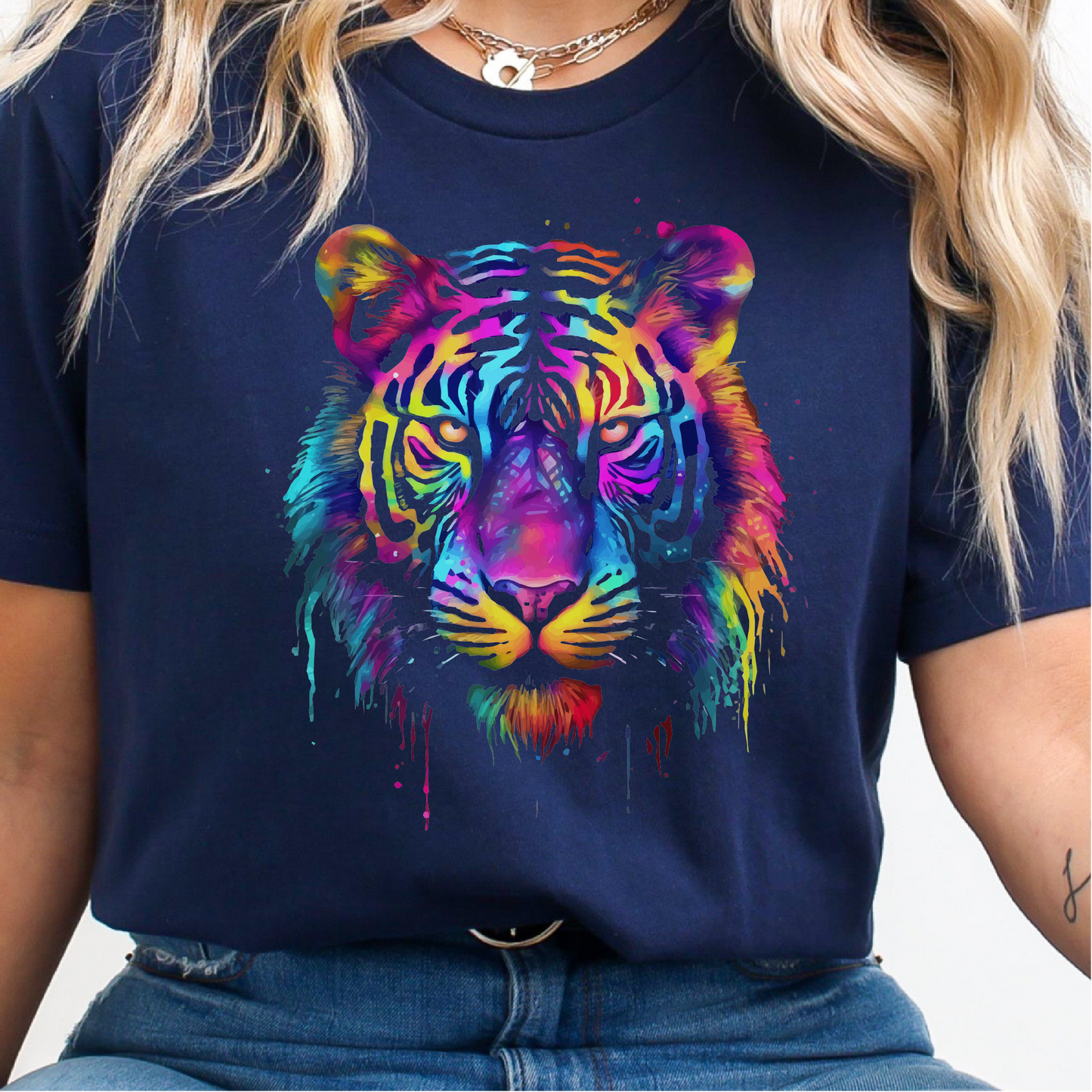 Paint Drip Tiger T-Shirt, Awesome Colorful Tiger Shirt